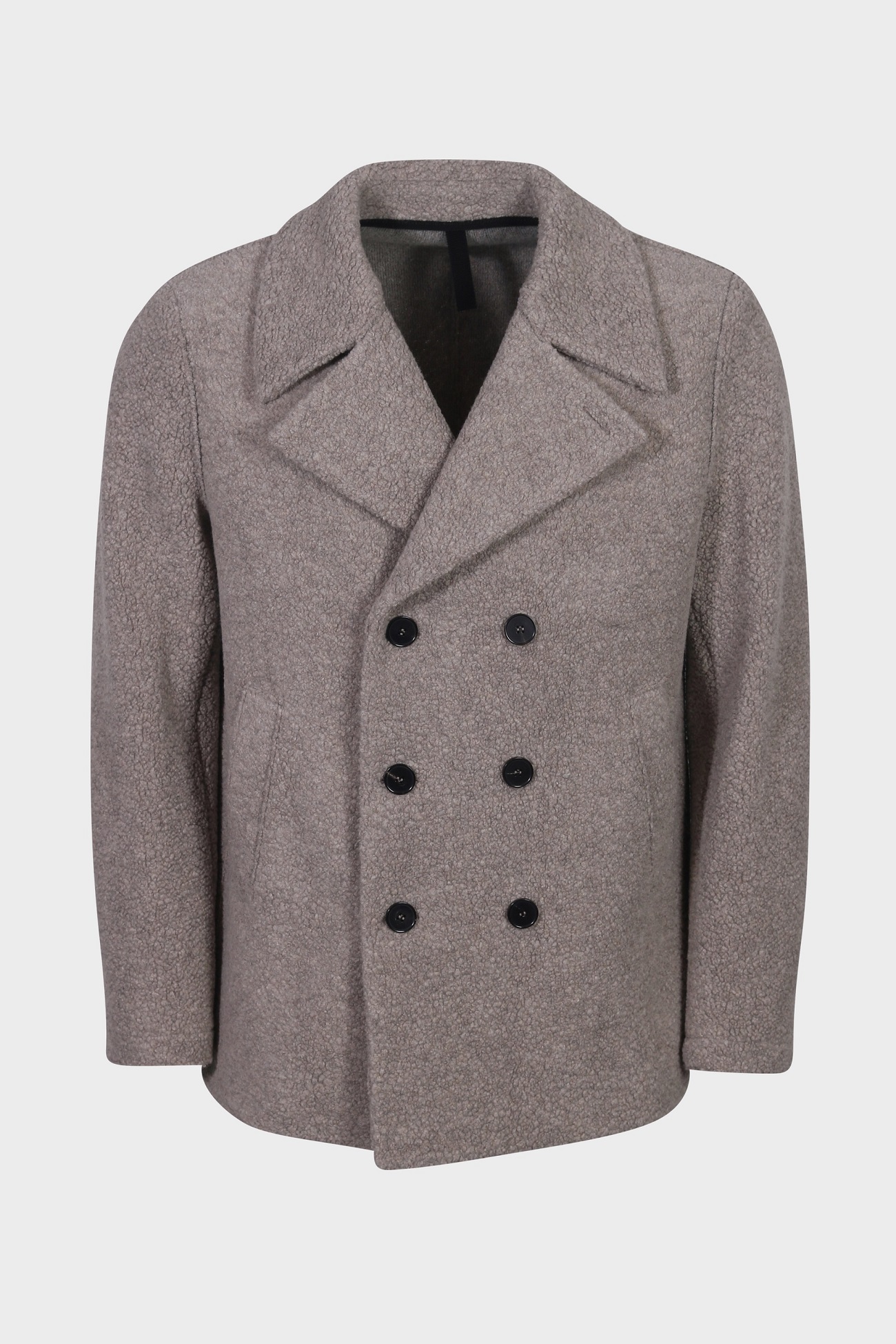 HARRIS WHARF Bouclé Peacoat in Taupe