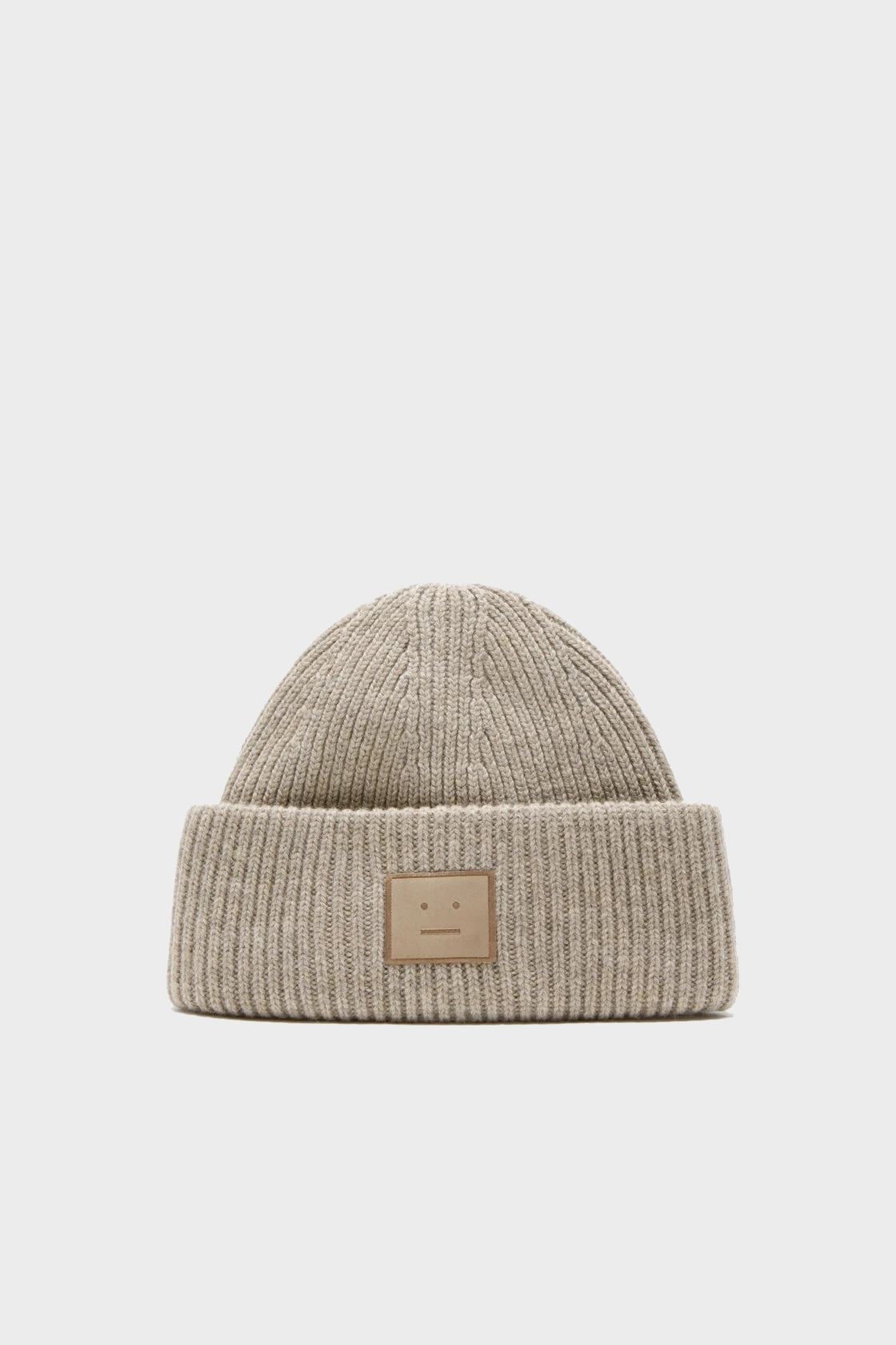 ACNE STUDIOS Face Beanie in Greige Melange