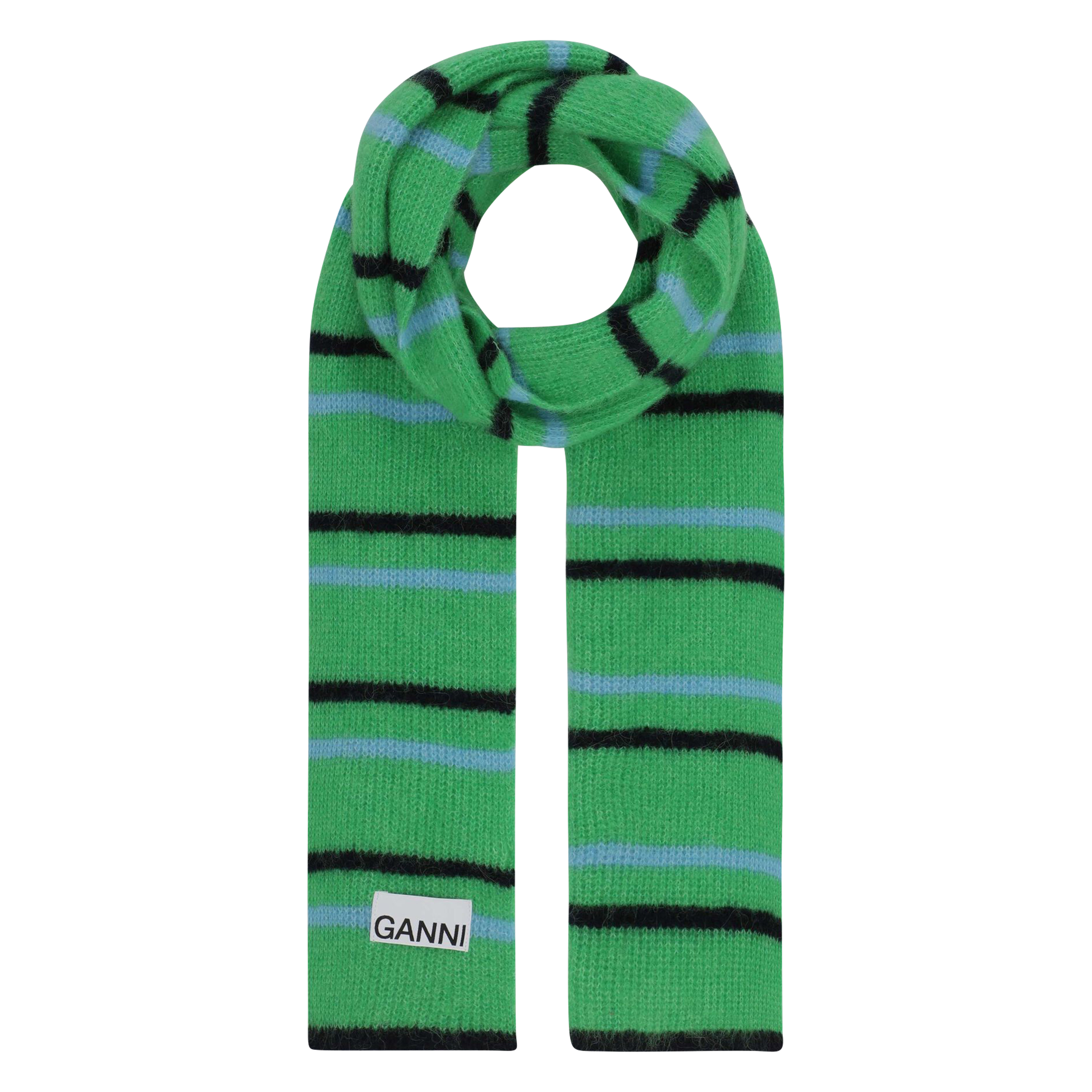 Ganni Soft Wool Scarf in Kelly Green