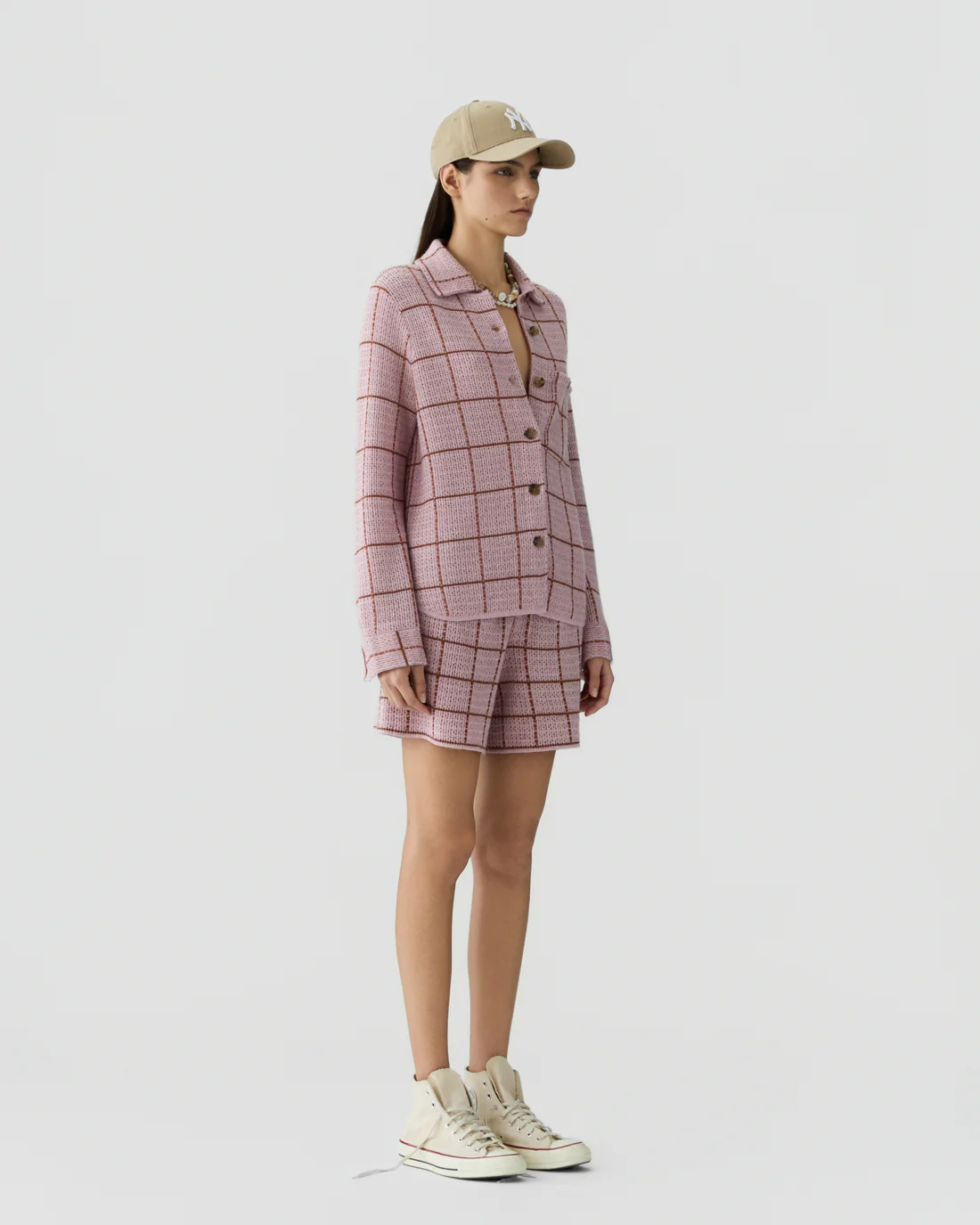 GUEST IN RESIDENCE Dylan Plaid Cashmere/Linen Shirt in Sprinkle/Burnt Sienna