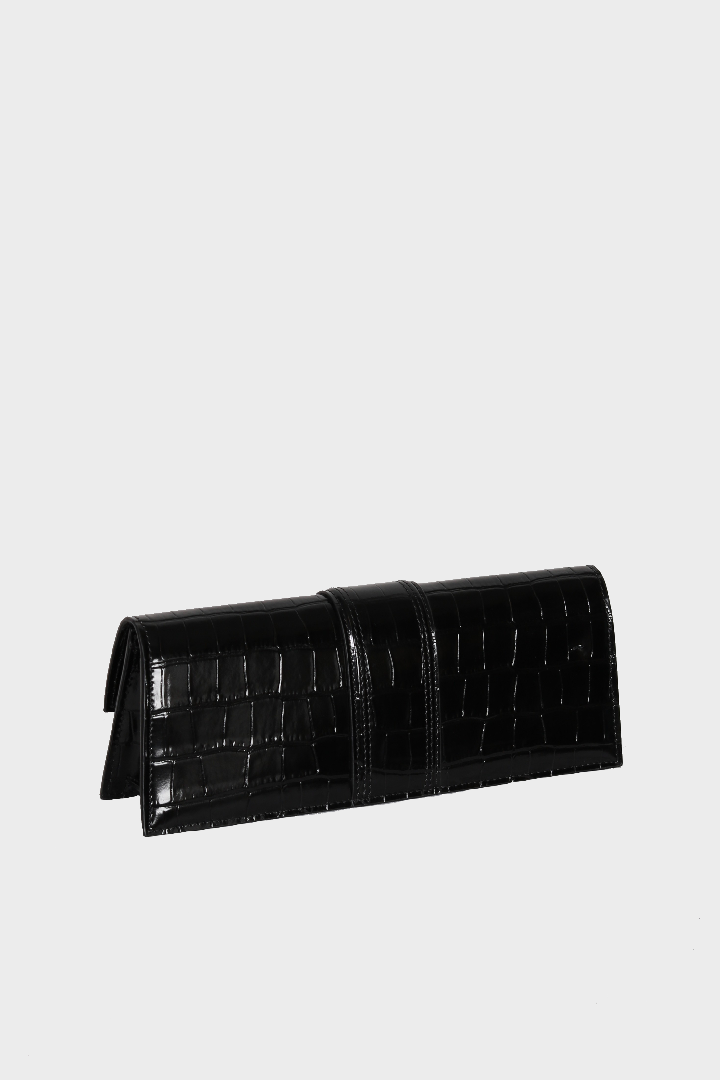 JACQUEMUS Bambino Clutch in Black Croco