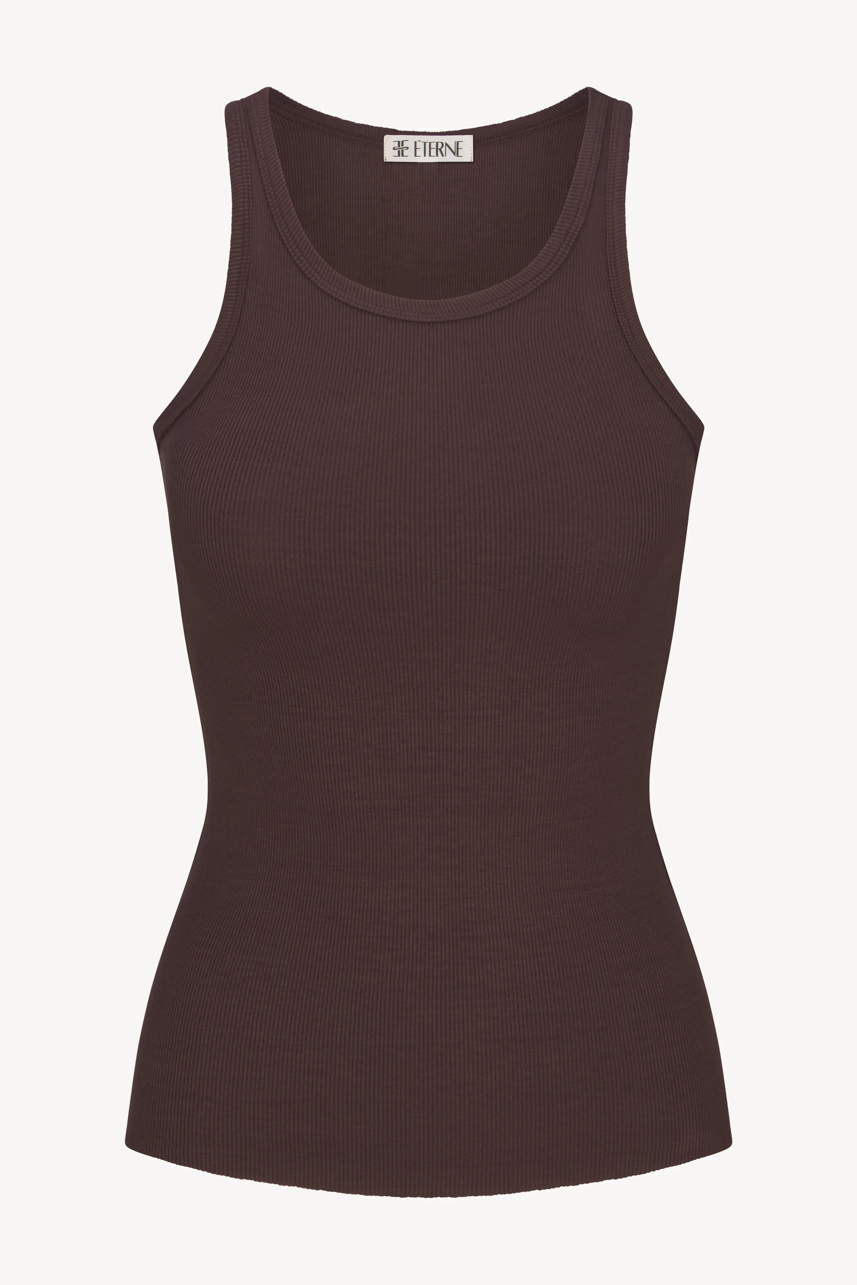 ÉTERNE High Neck Fitted Tank in Espresso