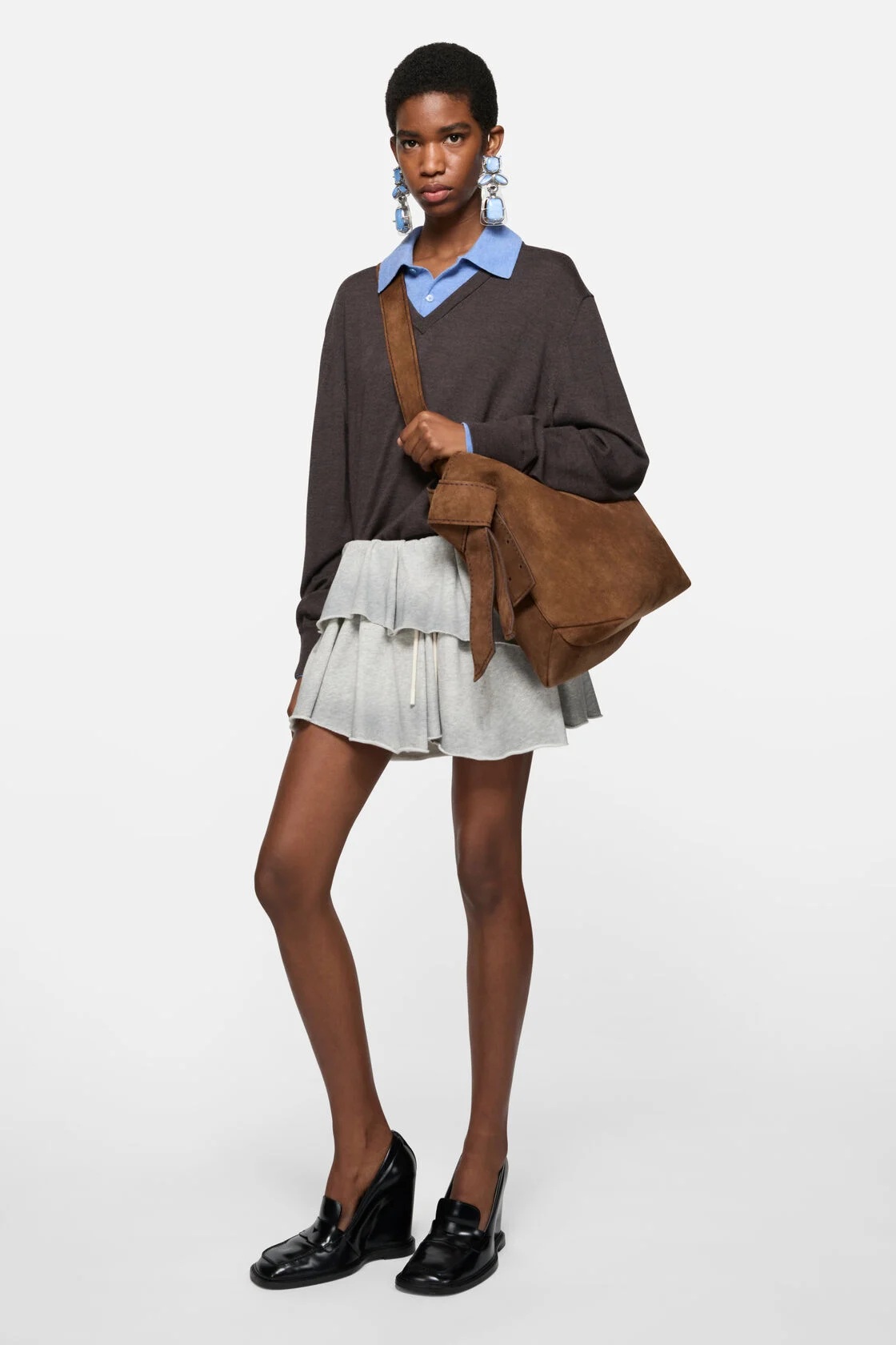 ACNE STUDIOS Musubi Midi Shoulder Bag in Cognac Brown