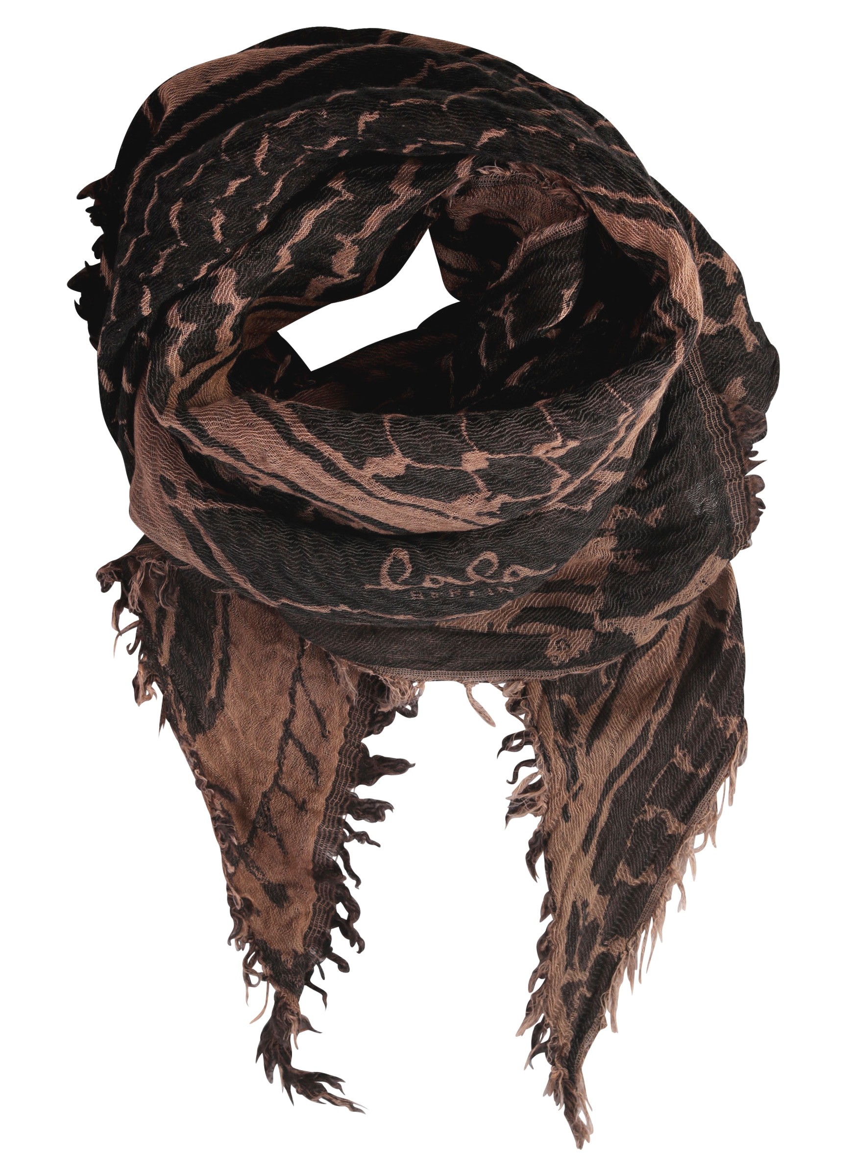 Lala Berlin Triangle Scarf Angela Check Kufiya Black/Camel