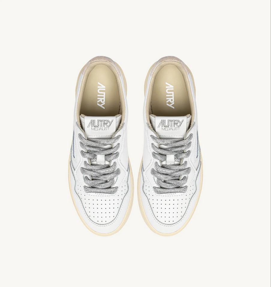 AUTRY ACTION SHOES Low Sneaker Leather/White/Silver Laces