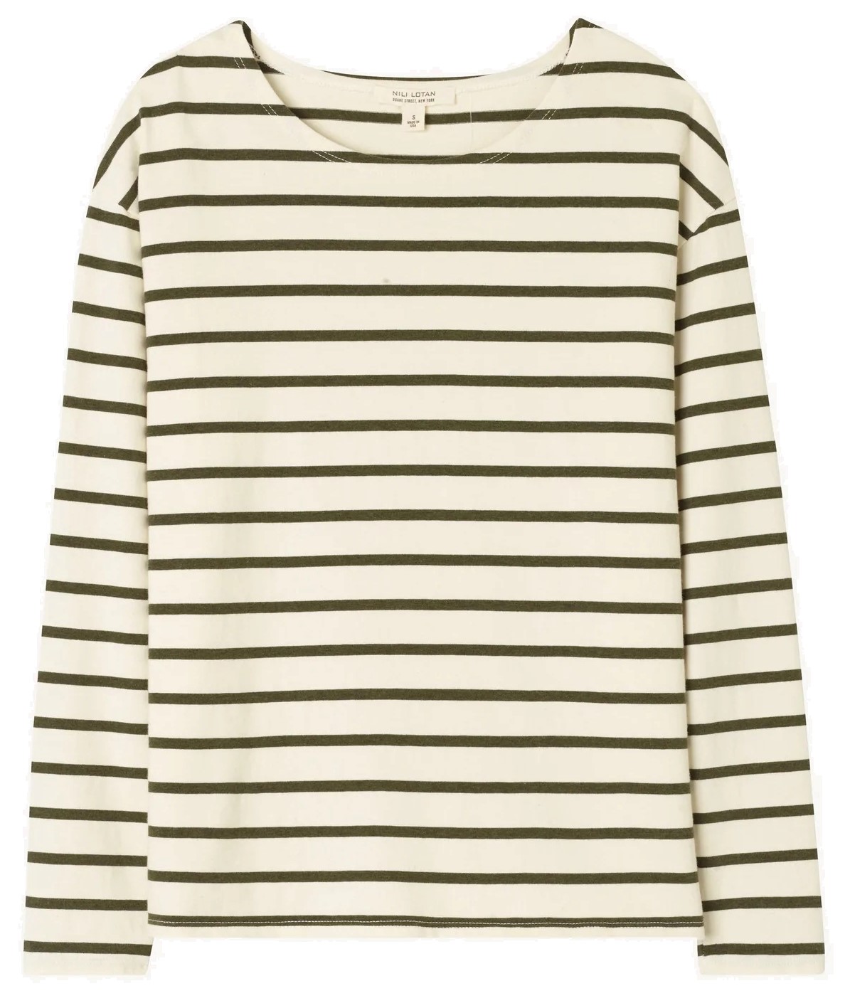 Nili Lotan Arlette Longsleeve Sweater in Olive Stripes XS