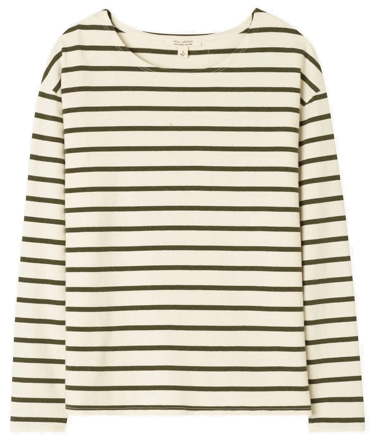 Nili Lotan Arlette Longsleeve Sweater in Olive Stripes