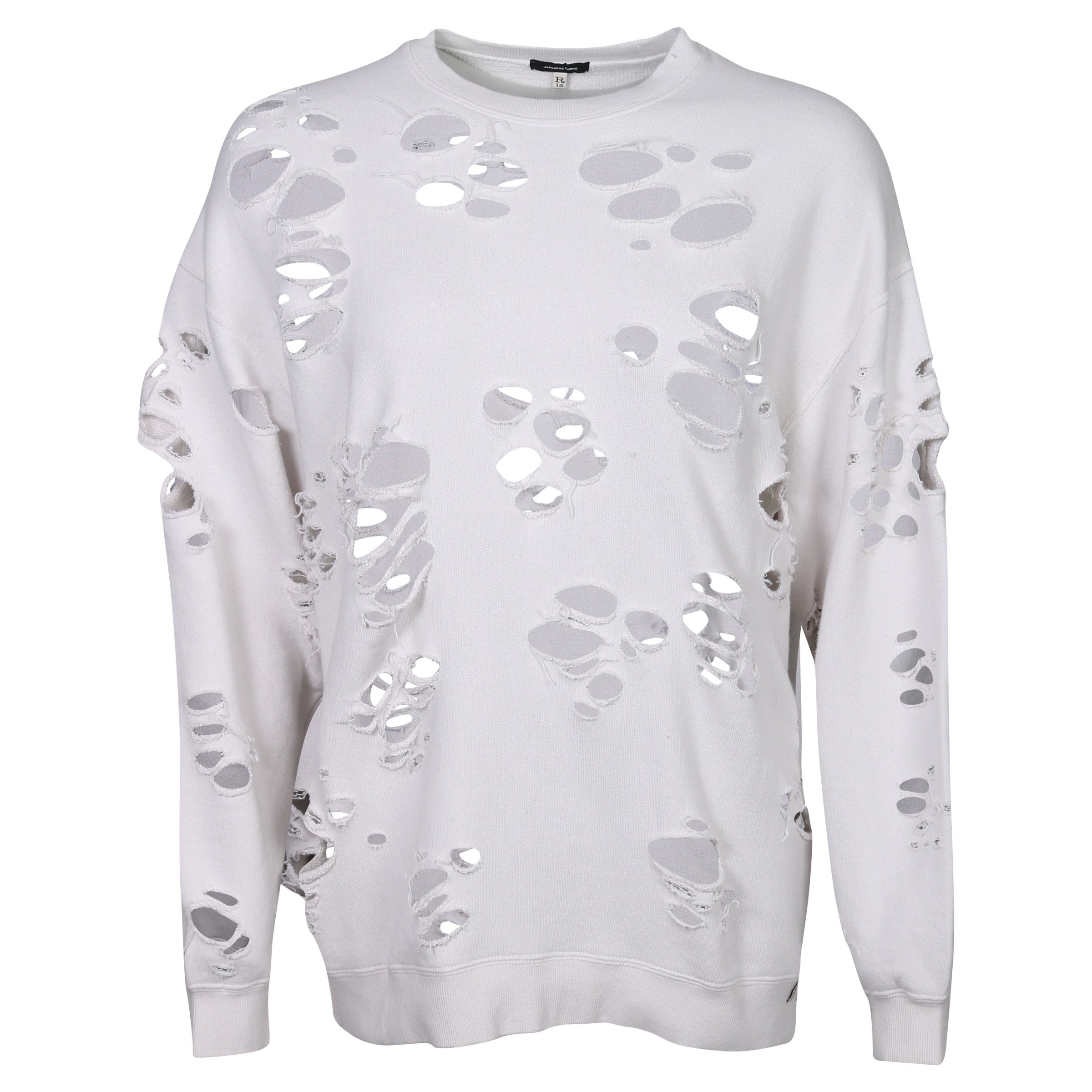 R13 Oversized Sweatshirt Distressed Dirty White