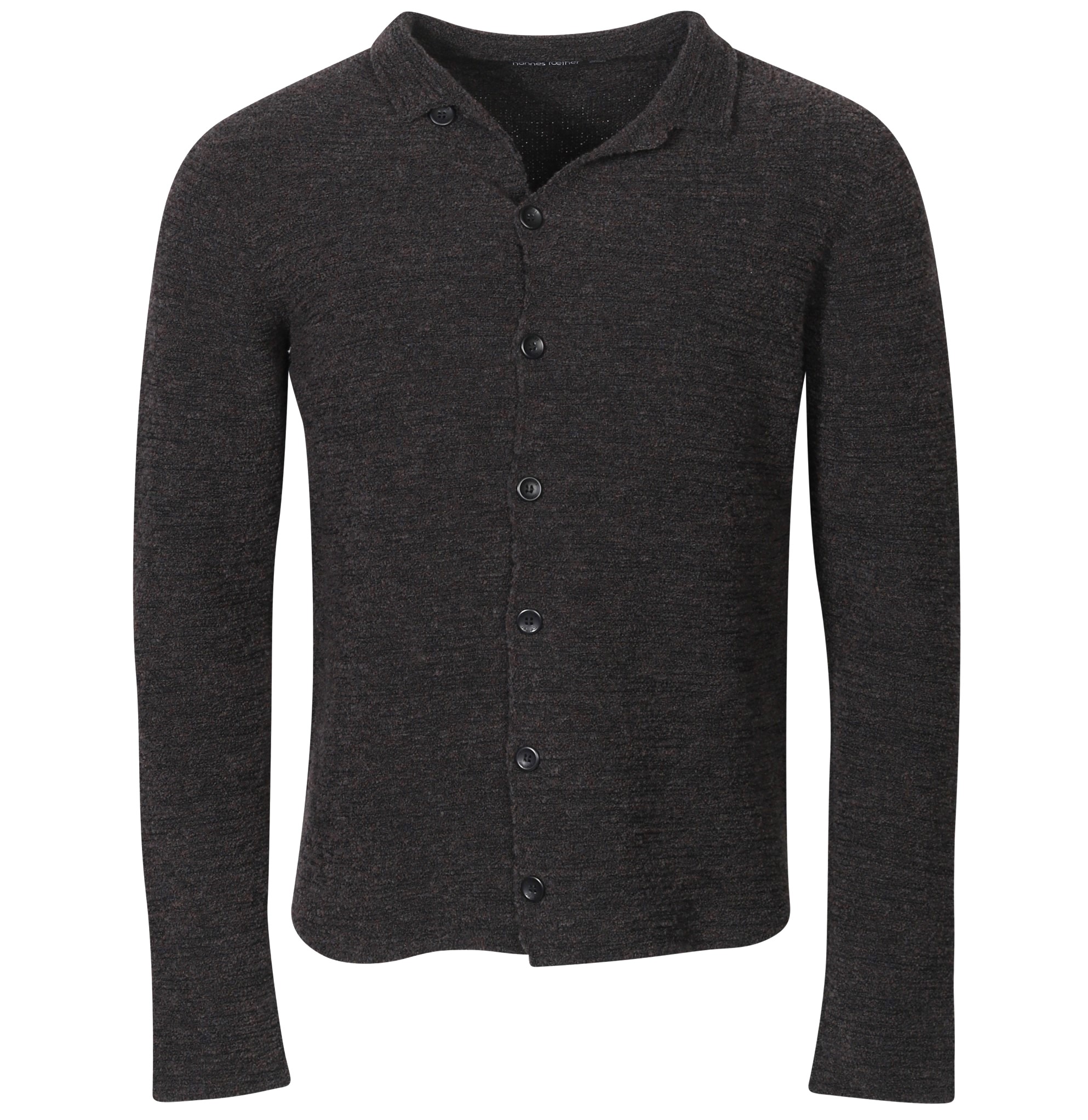 HANNES ROETHER Fluffy Knit Jacket in Brown/Black