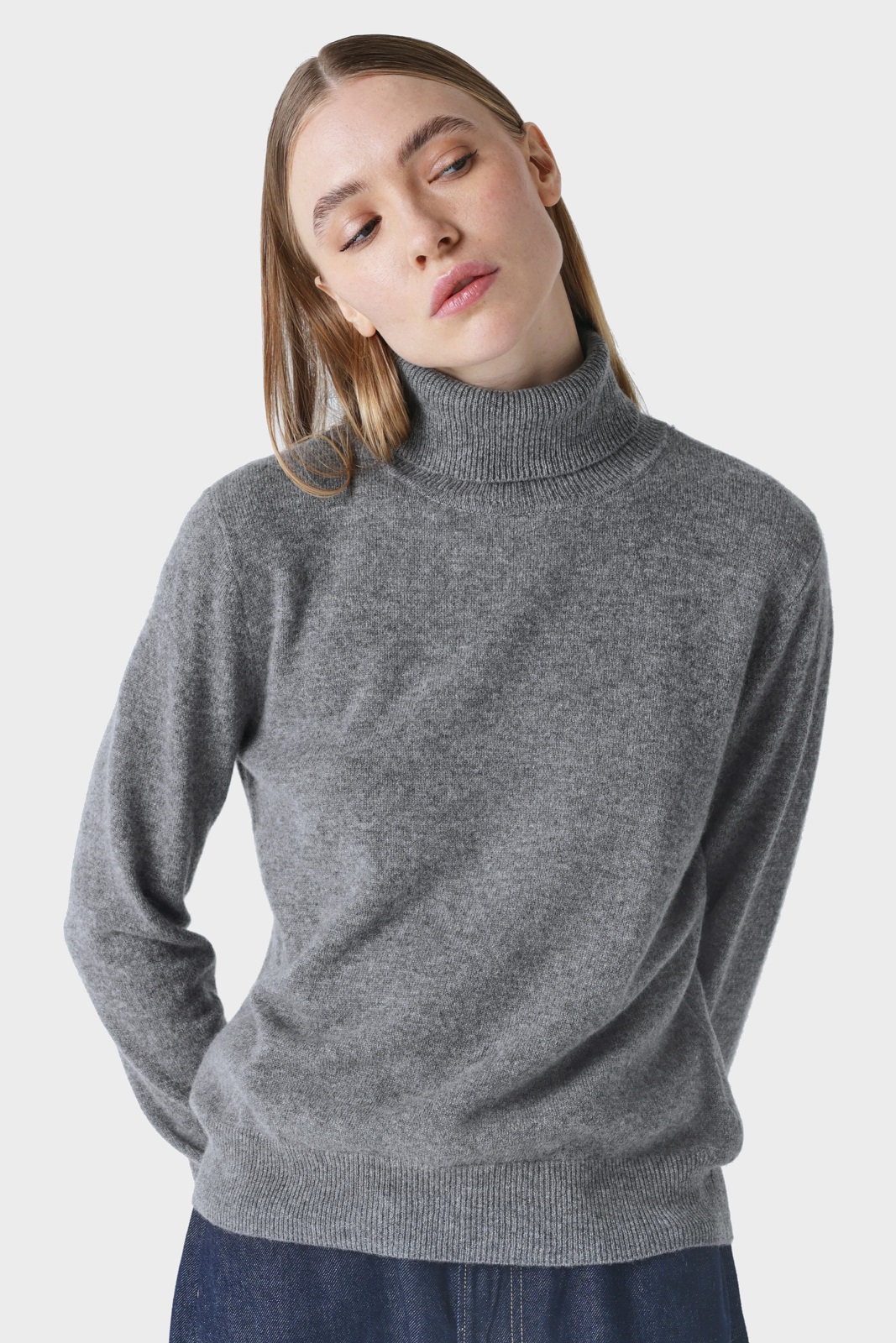 ABSOLUT CASHMERE Roll Neck Sweater in Dark Heather Grey