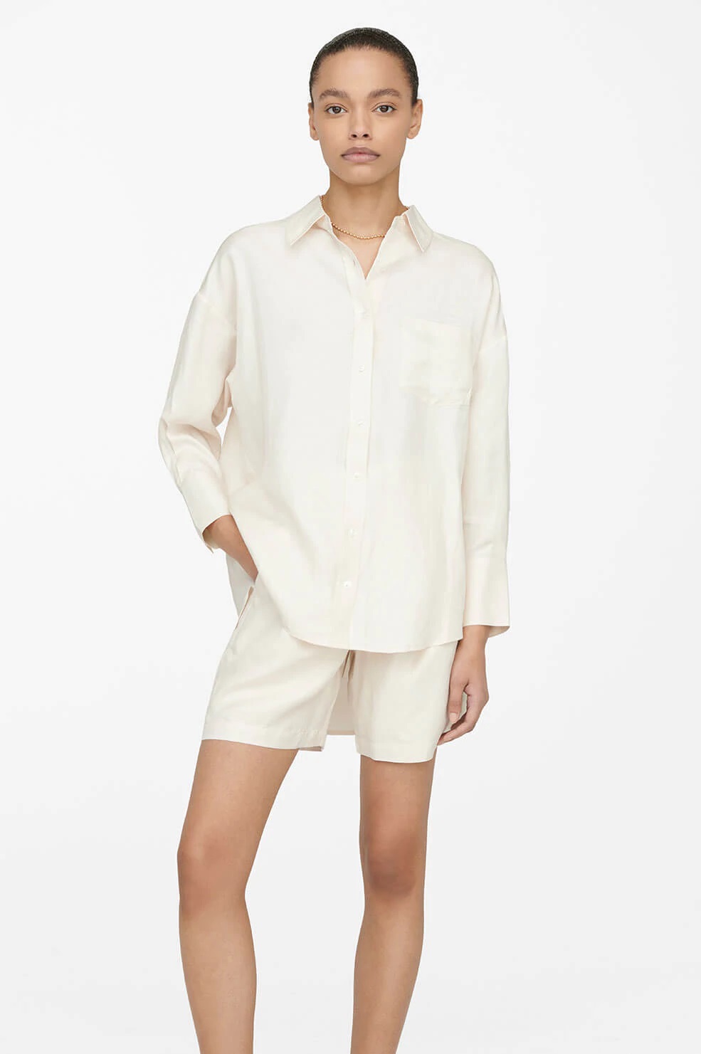 Anine Bing Mika Shirt in Ivory S