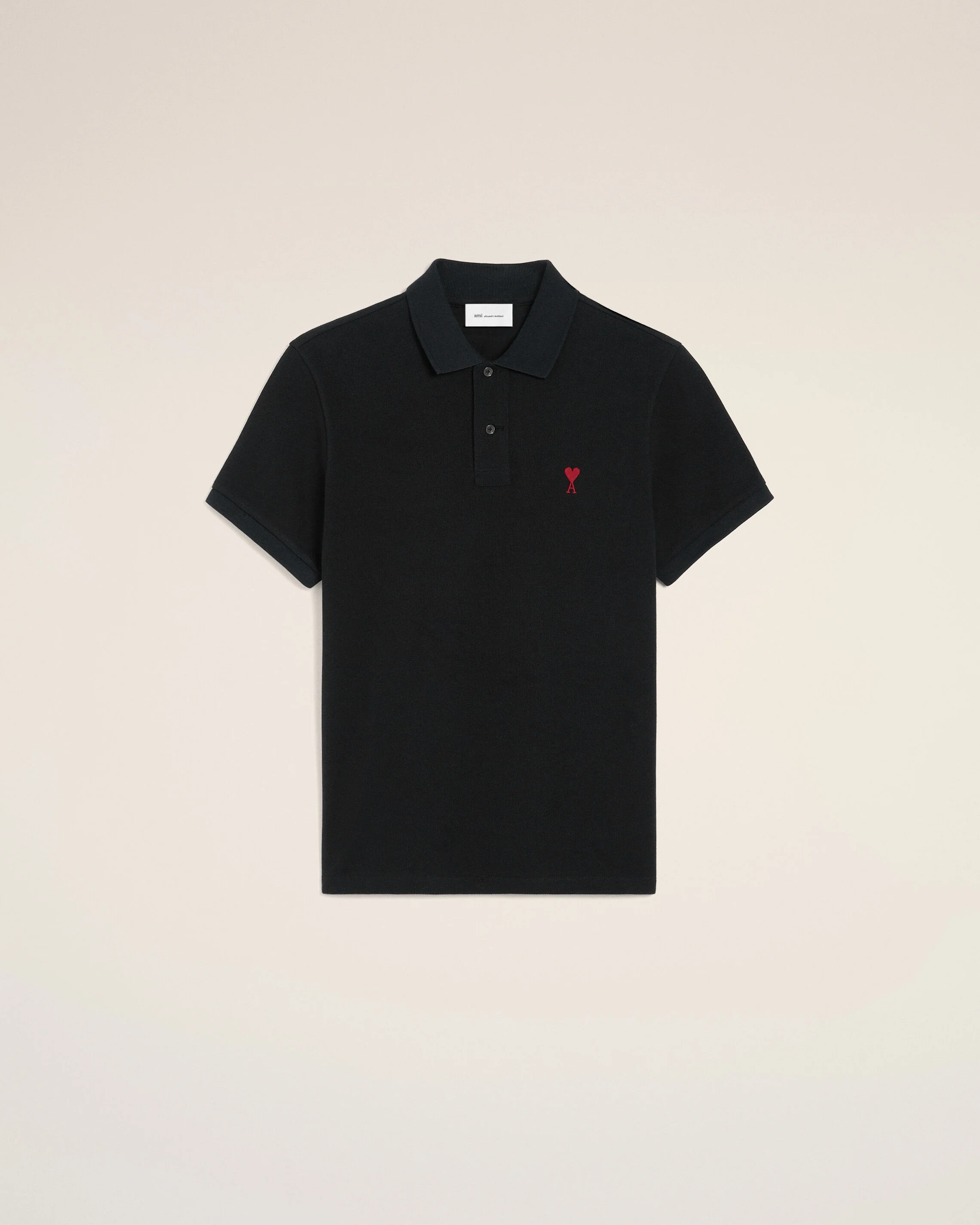 AMI PARIS de Coeur Polo Shirt in Black/Red Logo
