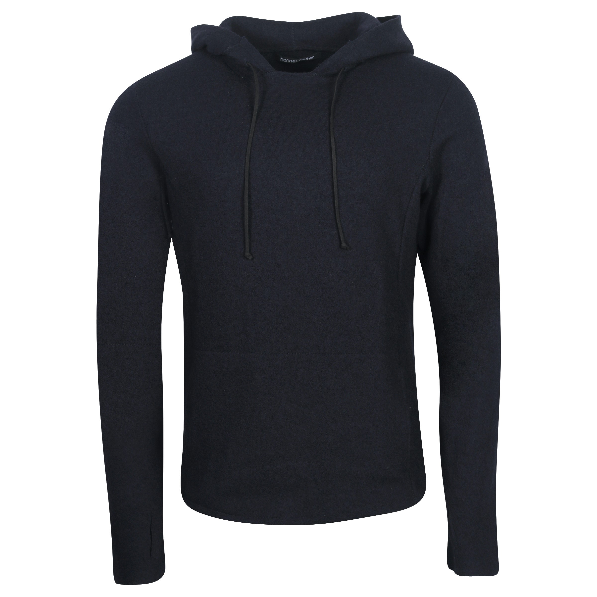 Hannes Roether Boiled Knit Hoodie Dark Navy