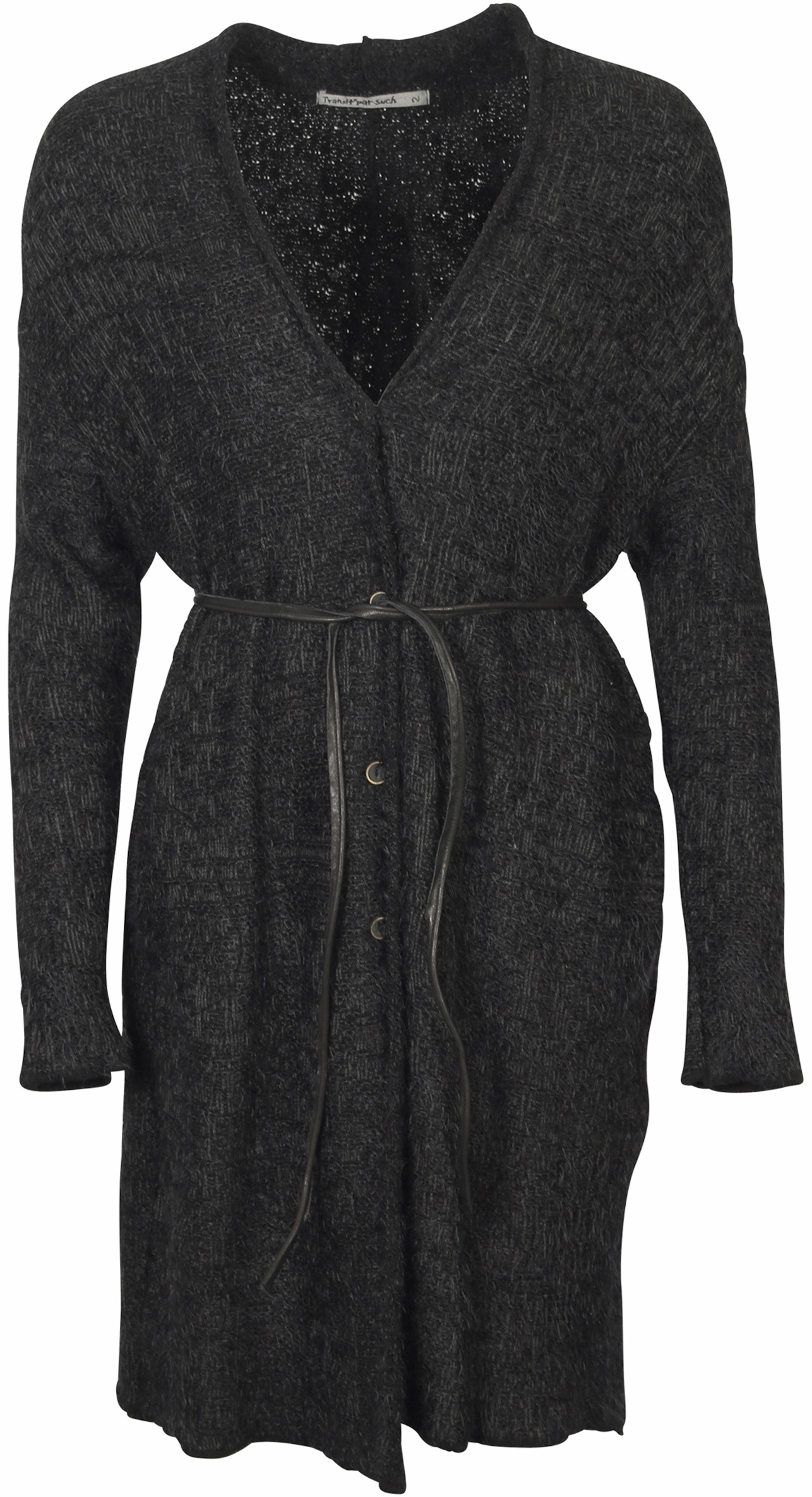 Transit Par Such Cardigan With Leatherbelt Black