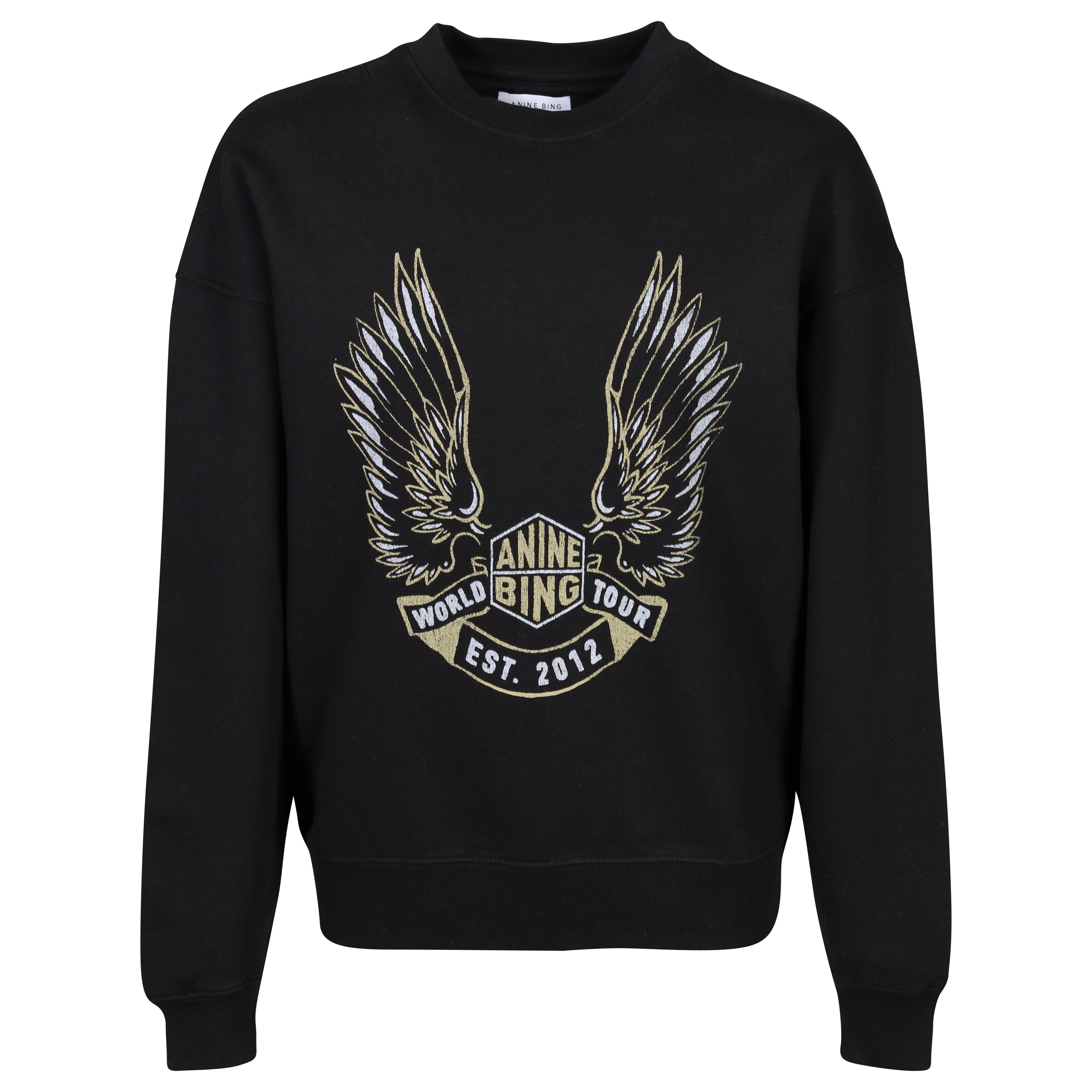 Anine Bing Kenny Sweatshirt Gold Wings in Black XS
