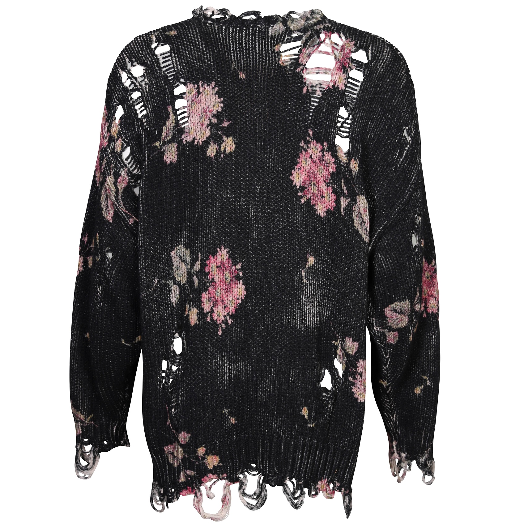 R13 Floral Distressed Knit Sweater Multicolor