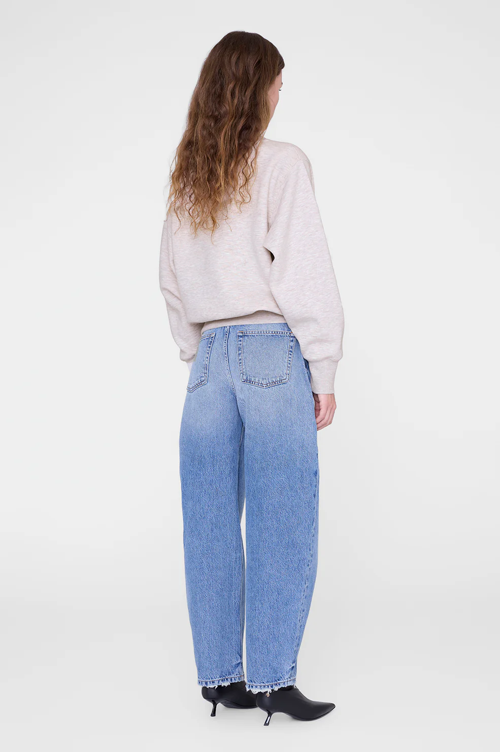 ANINE BING Shrunken Sweatshirt LA in Oatmeal Melange