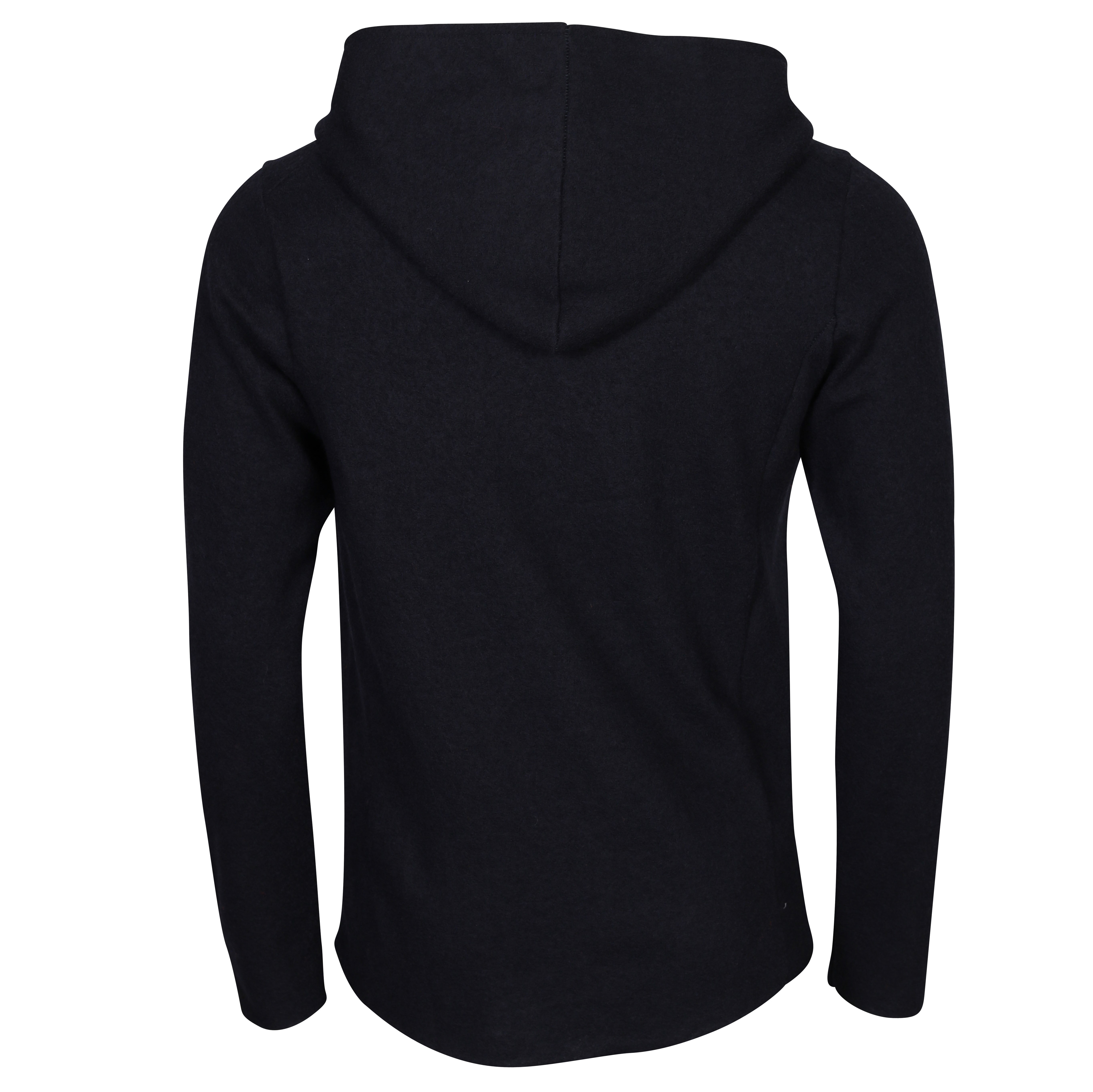 Hannes Roether Knit Hooded Zip Jacket in Dark Navy