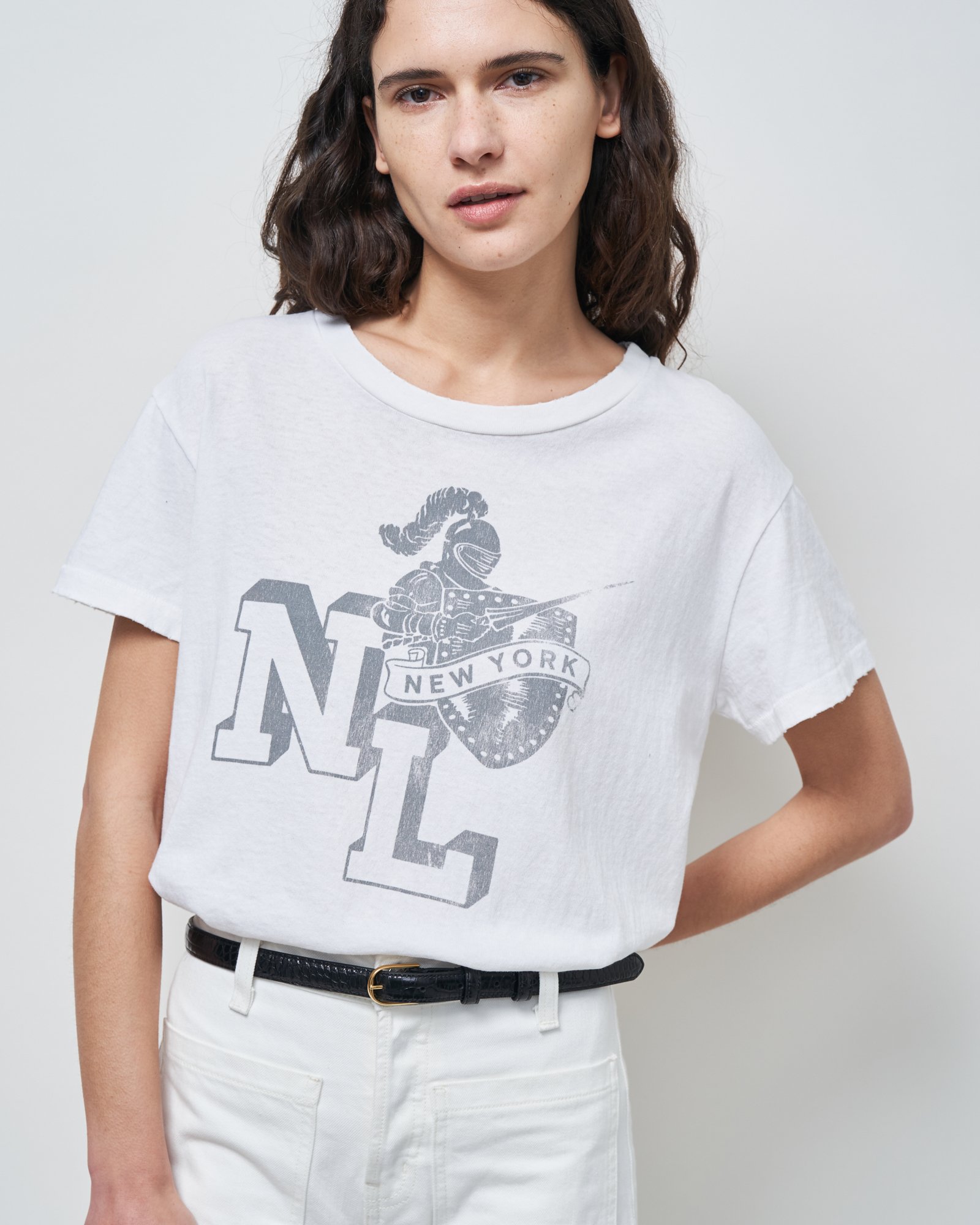 Nili Lotan Printed Brady T-Shirt Vintage White L