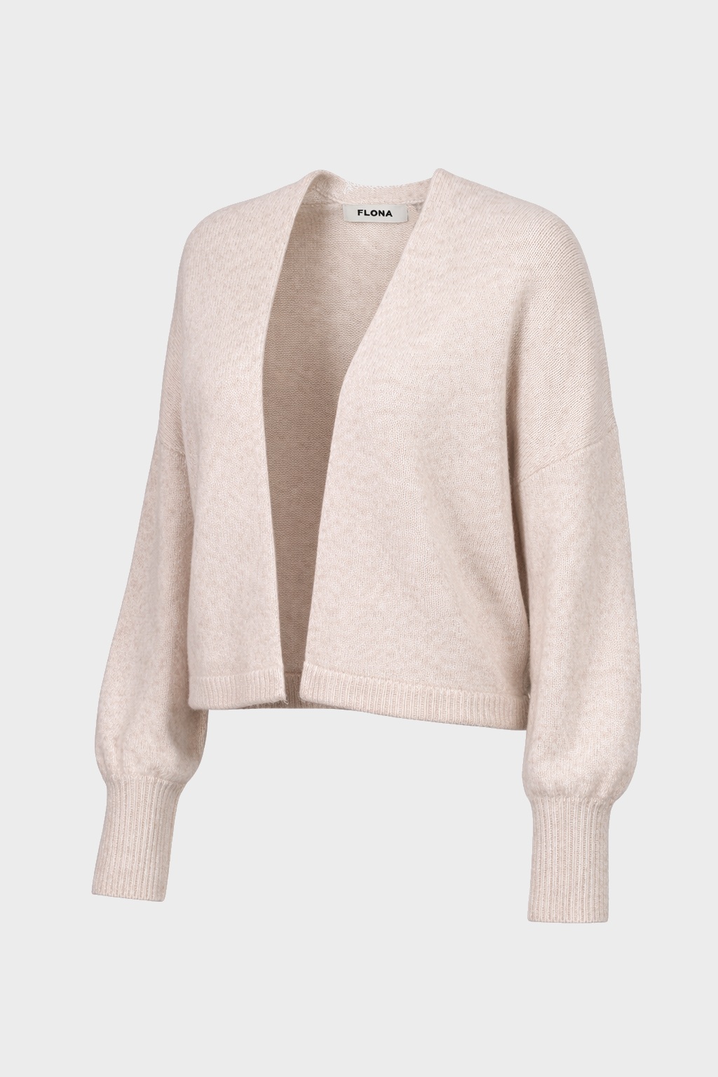 FLONA Cashmere Boxy Fit Cardigan in Light Beige Melange