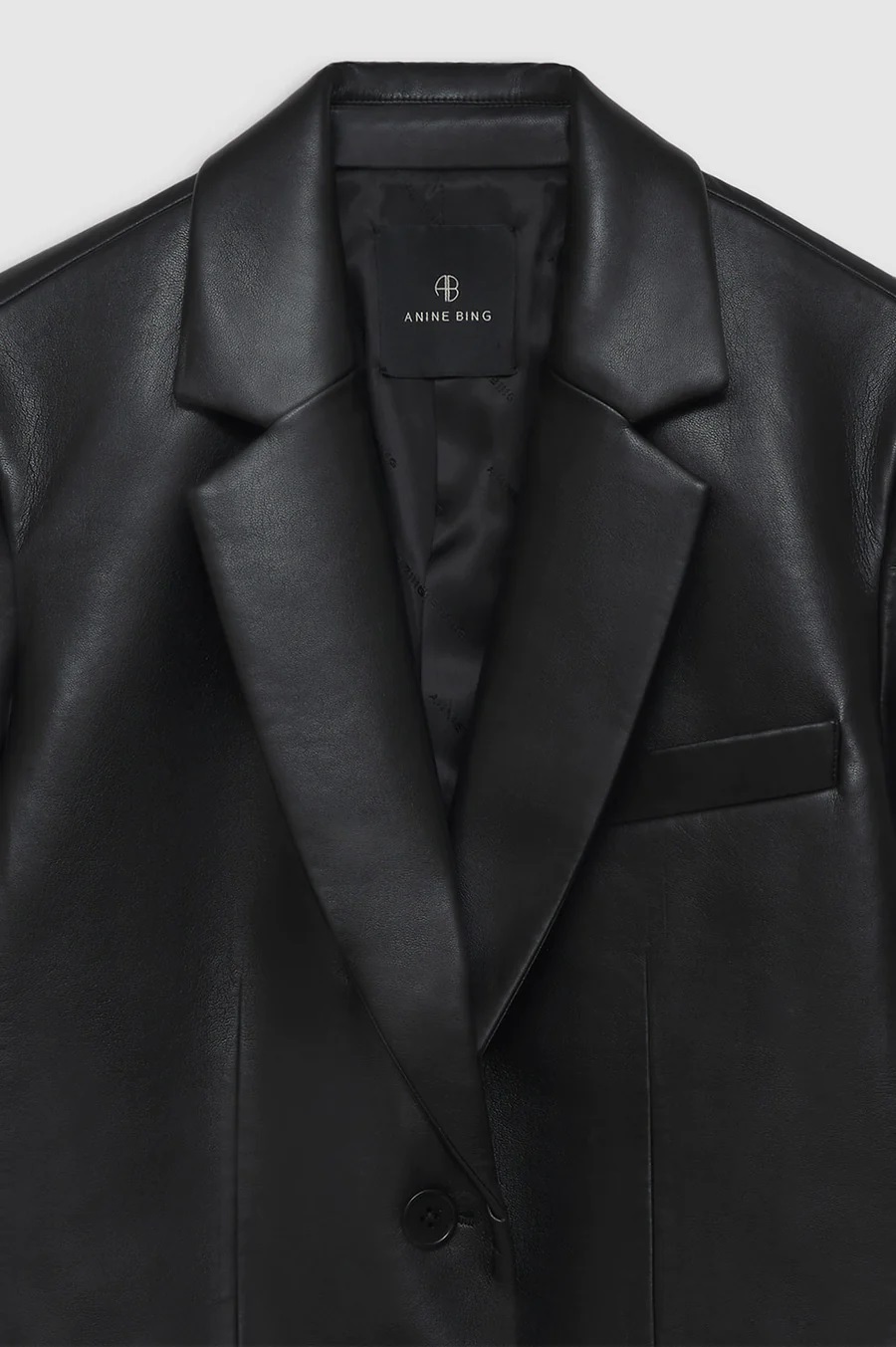 ANINE BING Classic Blazer in Black Recycled Leather XS