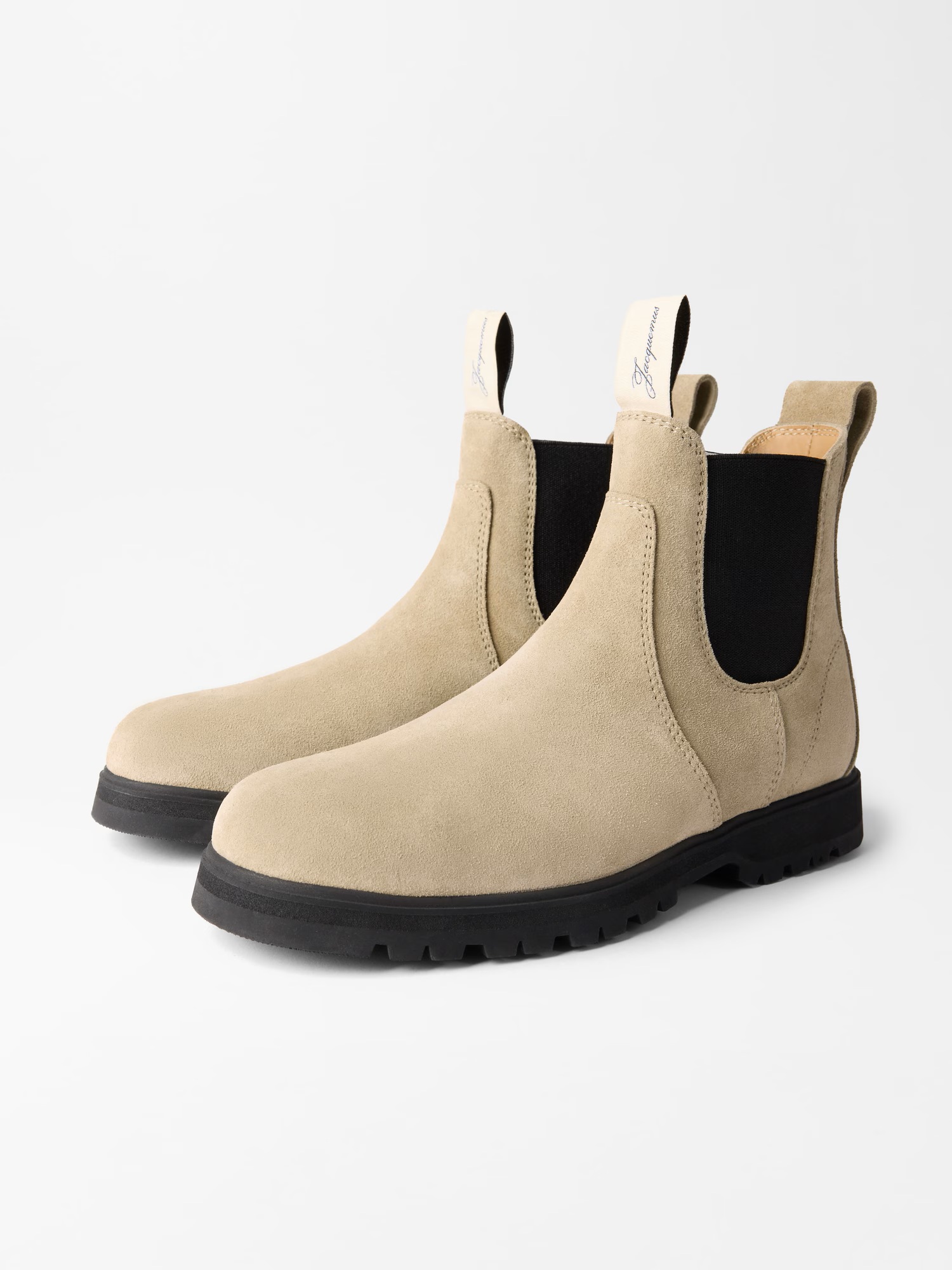 JACQUEMUS Chelsea Boots in Suede Dark Beige