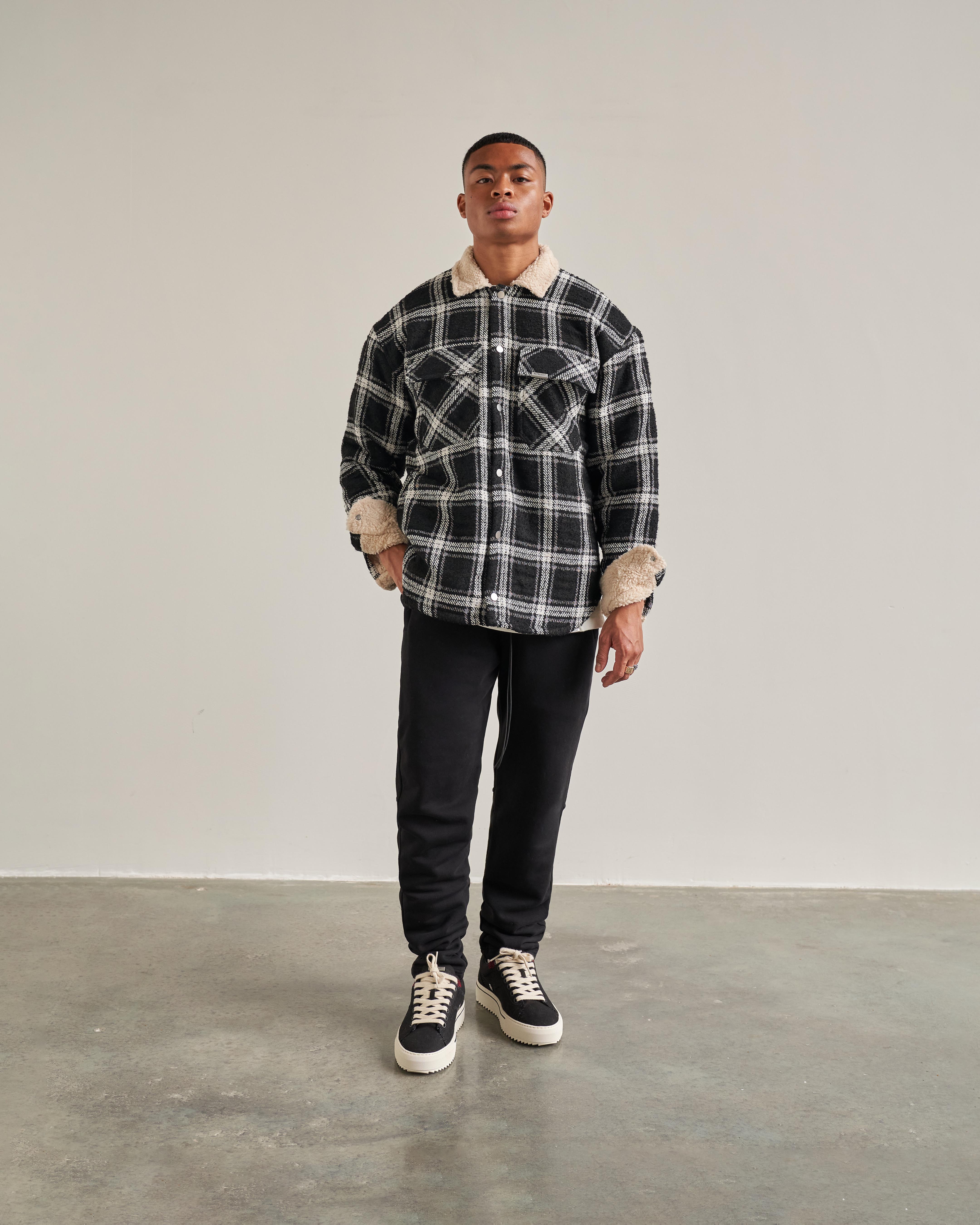 Represent Check Sherpa Shirt in Black S