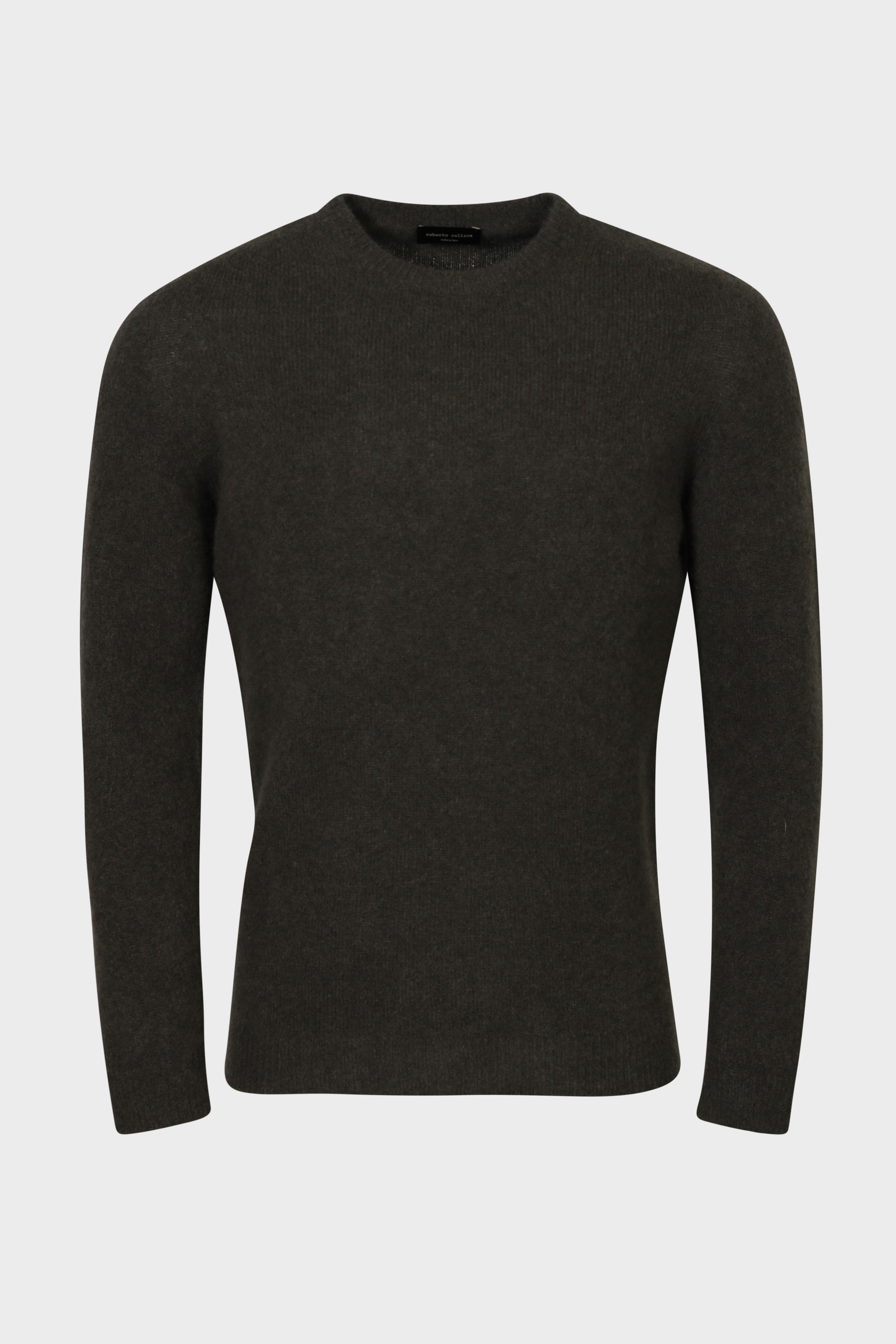 ROBERTO COLLINA Fluffy Cashmere Pullover in Military Green ROBERTO COLLINA Fluffy Cashmere Pullover in Military Green