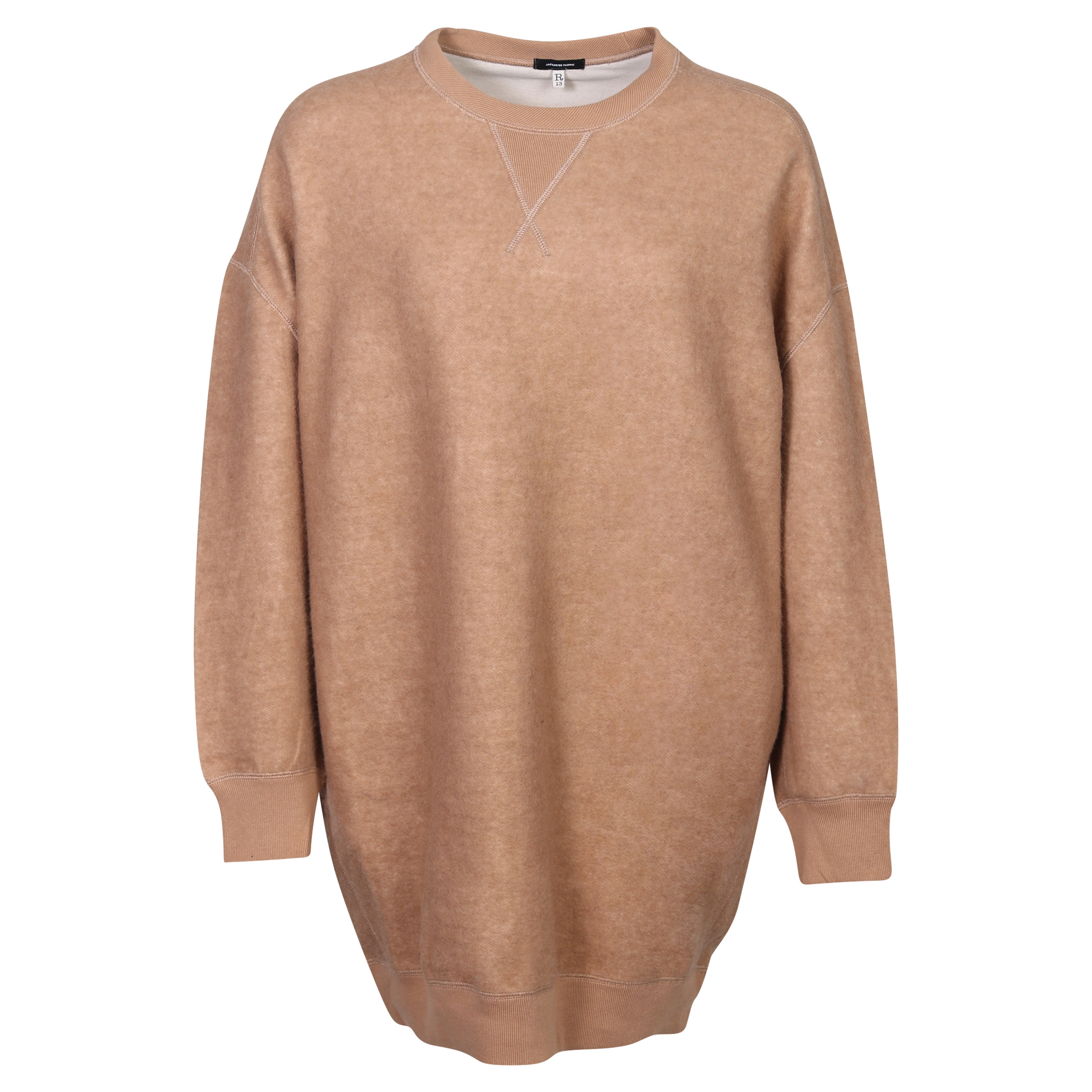 R13 Oversized Grunge Sweatshirt Dress Camel