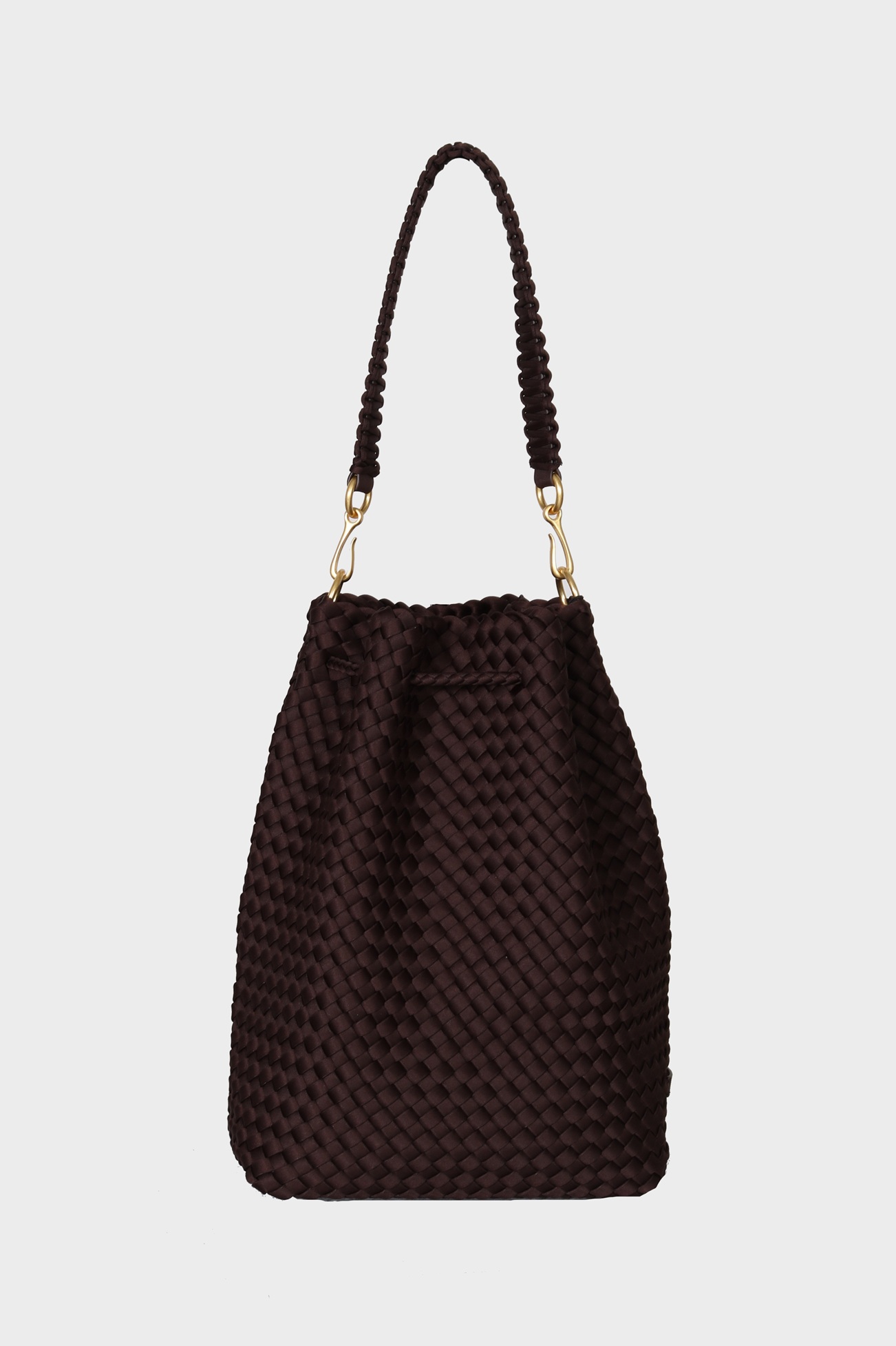 NAGHEDI Handwoven Mercer Large Bucket Bag in Chocolate