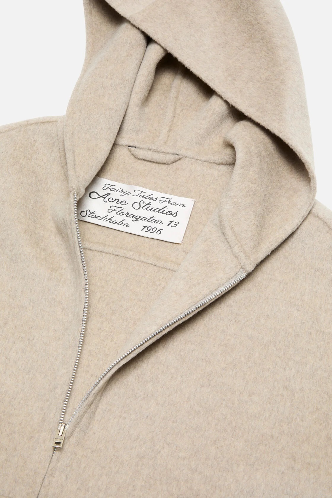 ACNE STUDIOS Hooded Boxy Fit Wool Jacket in Oatmeal Melange
