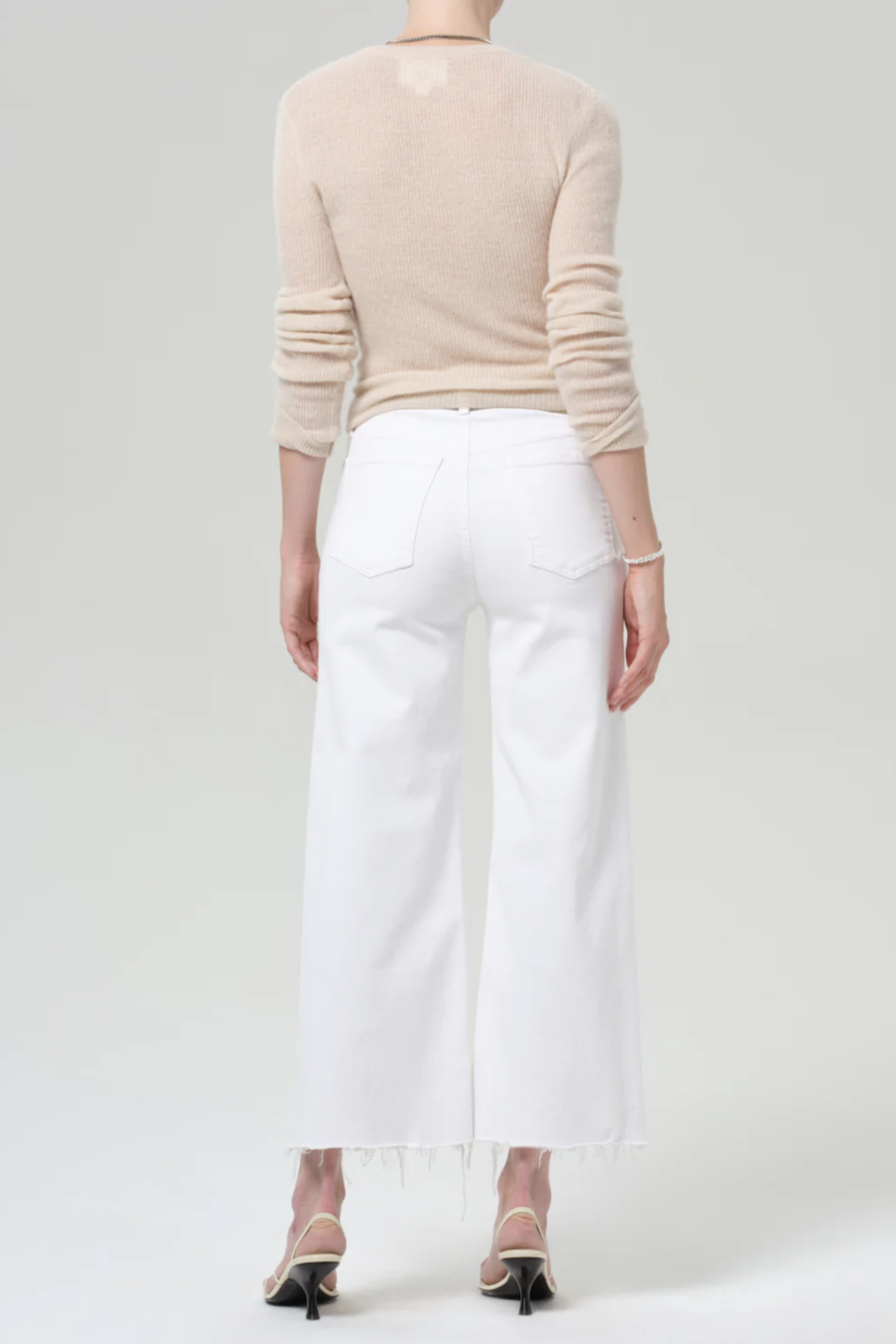 CITIZENS OF HUMANITY Lyra Wide Leg Crop Jeans in Soft White
