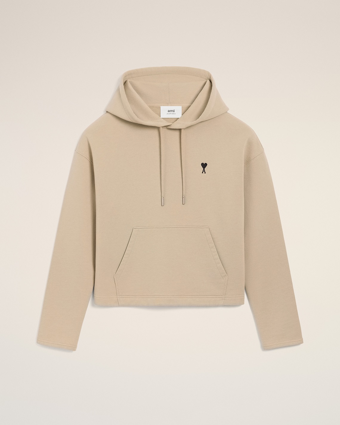 AMI PARIS de Coeur Cropped Sweathoodie in White Coffee