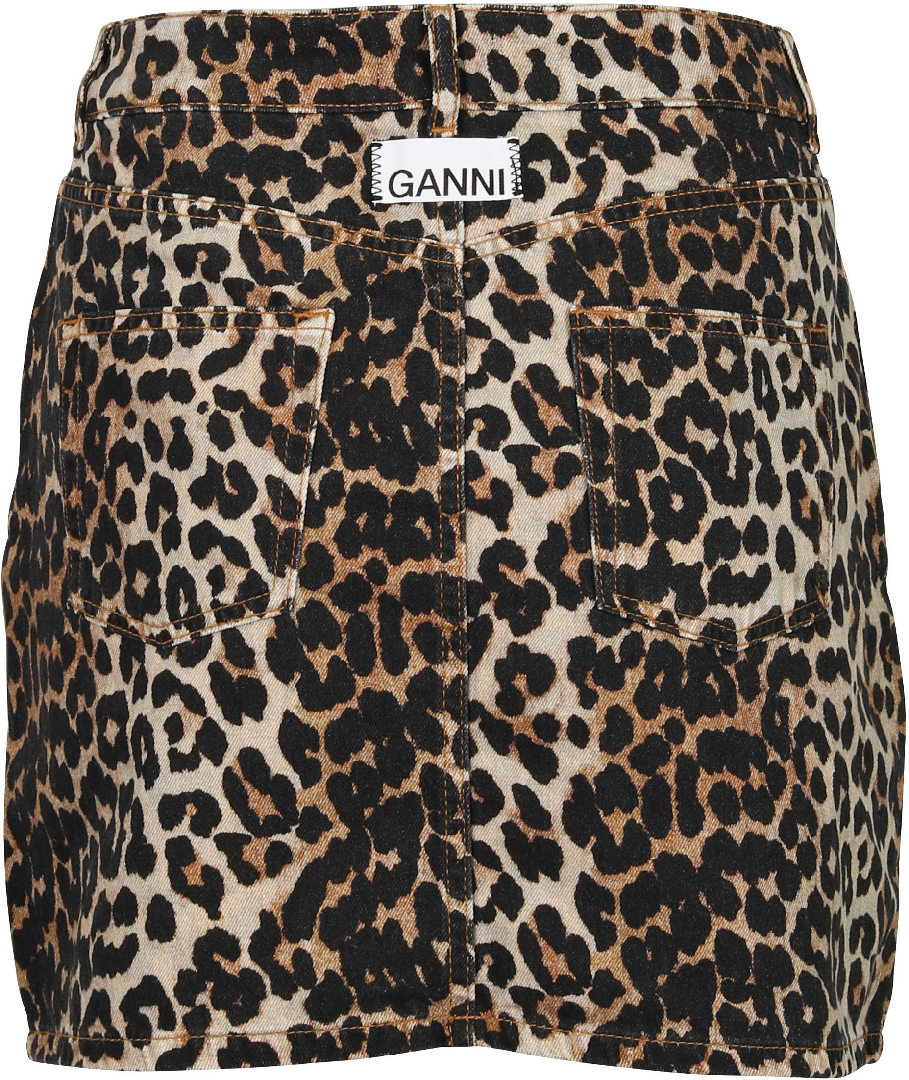 Ganni Denim Skirt Leopard Print 40