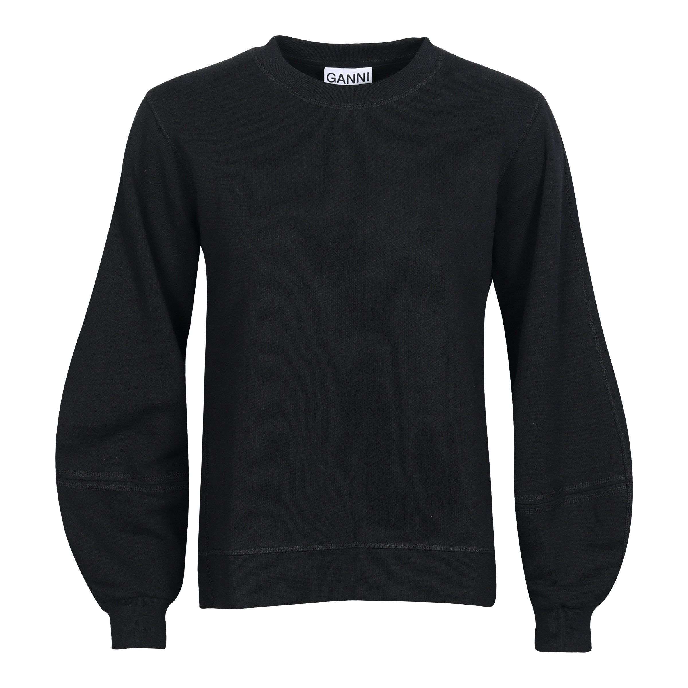 Women's Ganni Sweatshirt Puff Sleeve in Black - Main Image