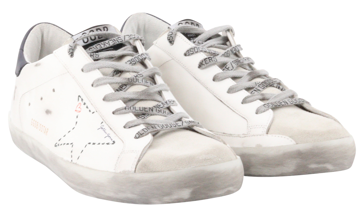 Golden Goose Sneaker Superstar White/Darkblue Stitched Star
