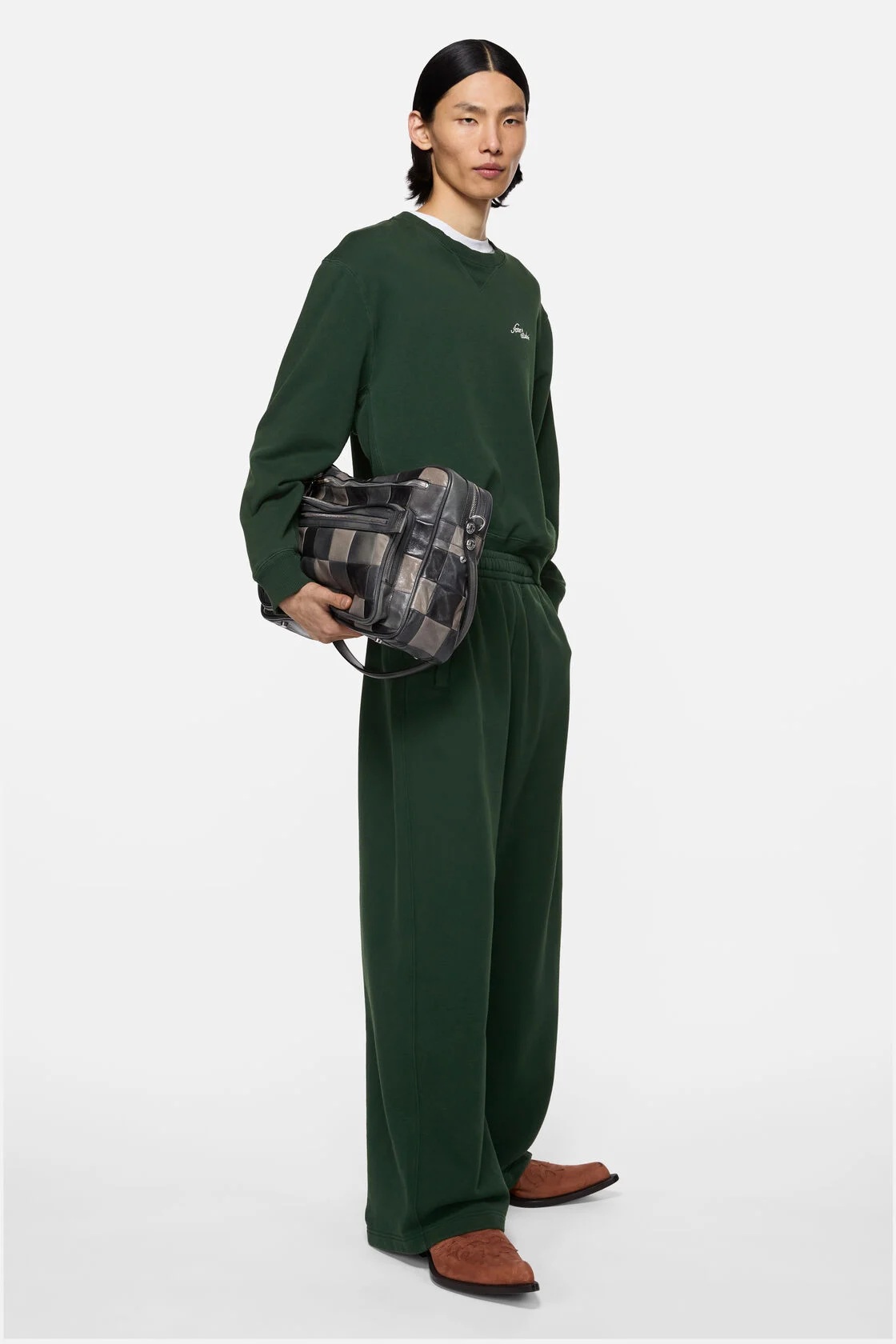 ACNE STUDIOS Logo Sweatpant in Dark Green