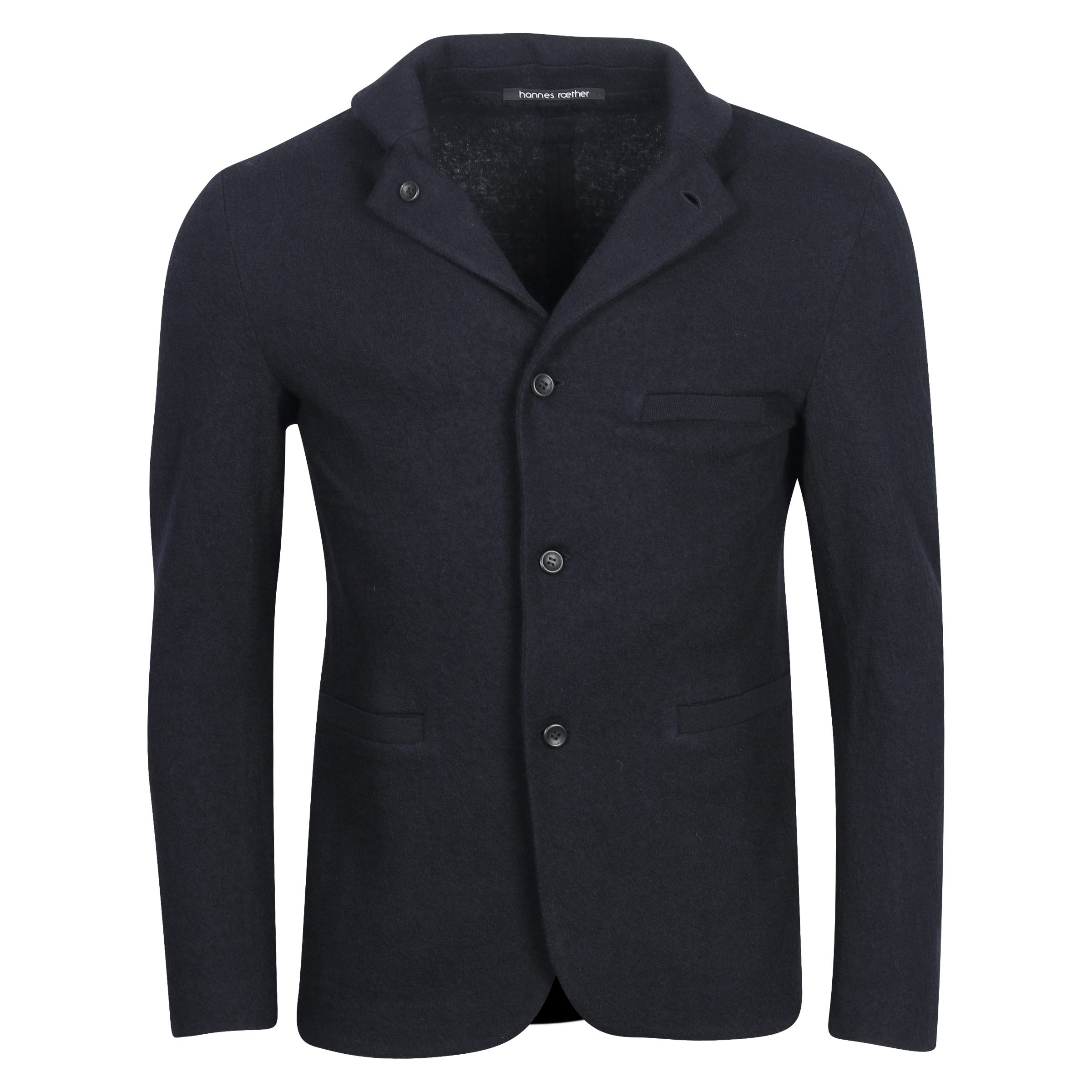 Hannes Roether Boiled Knit Jacket in Navy