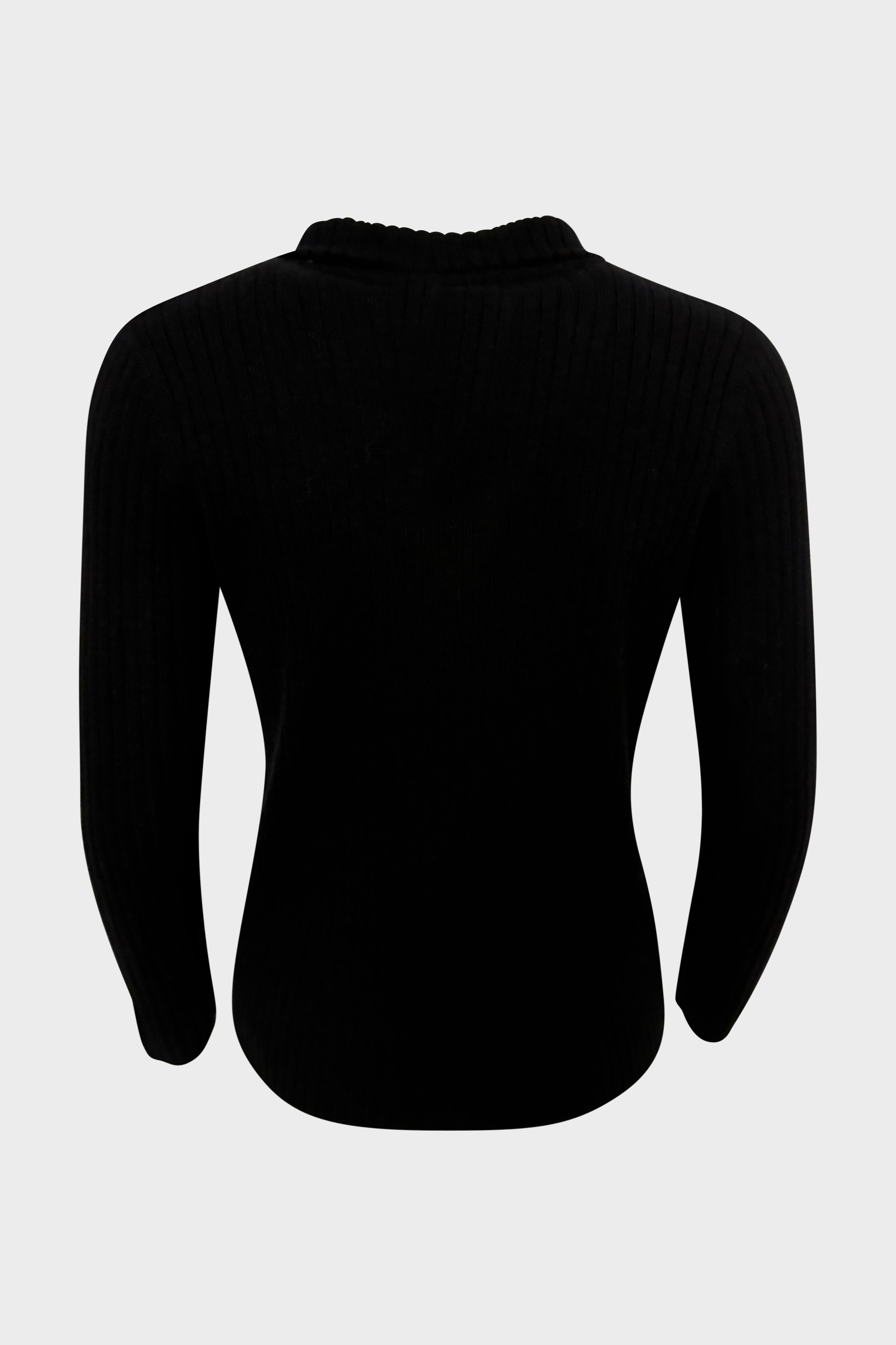 FLONA Cashmere Half Zip Rip Sweater Black