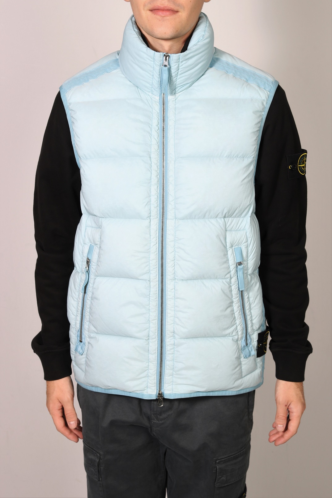 STONE ISLAND Down Vest in Sky Blue