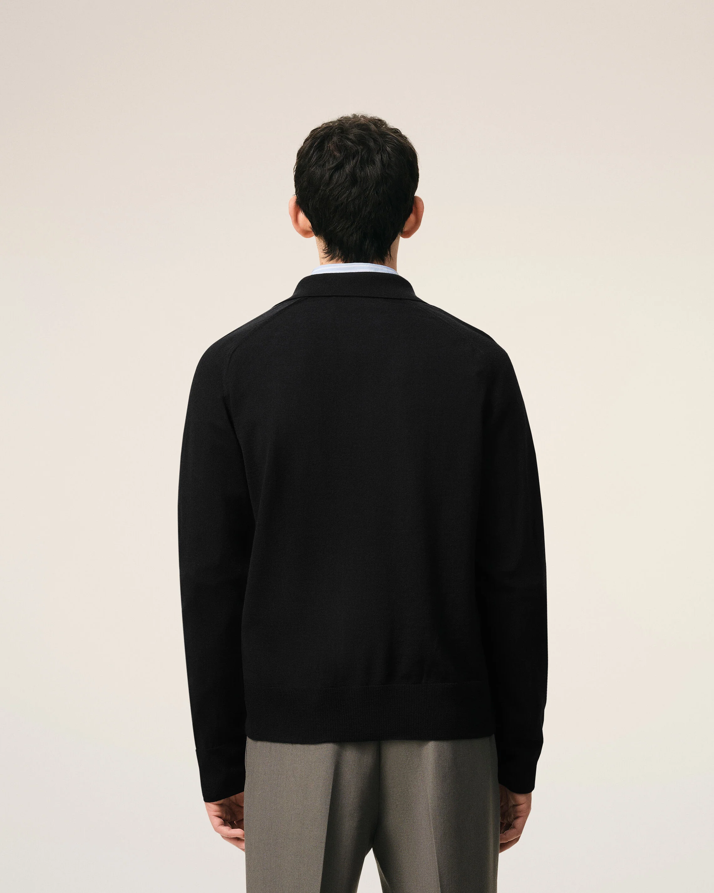 AMI PARIS de Coeur Extrafine Knit Collar Cardigan in Black