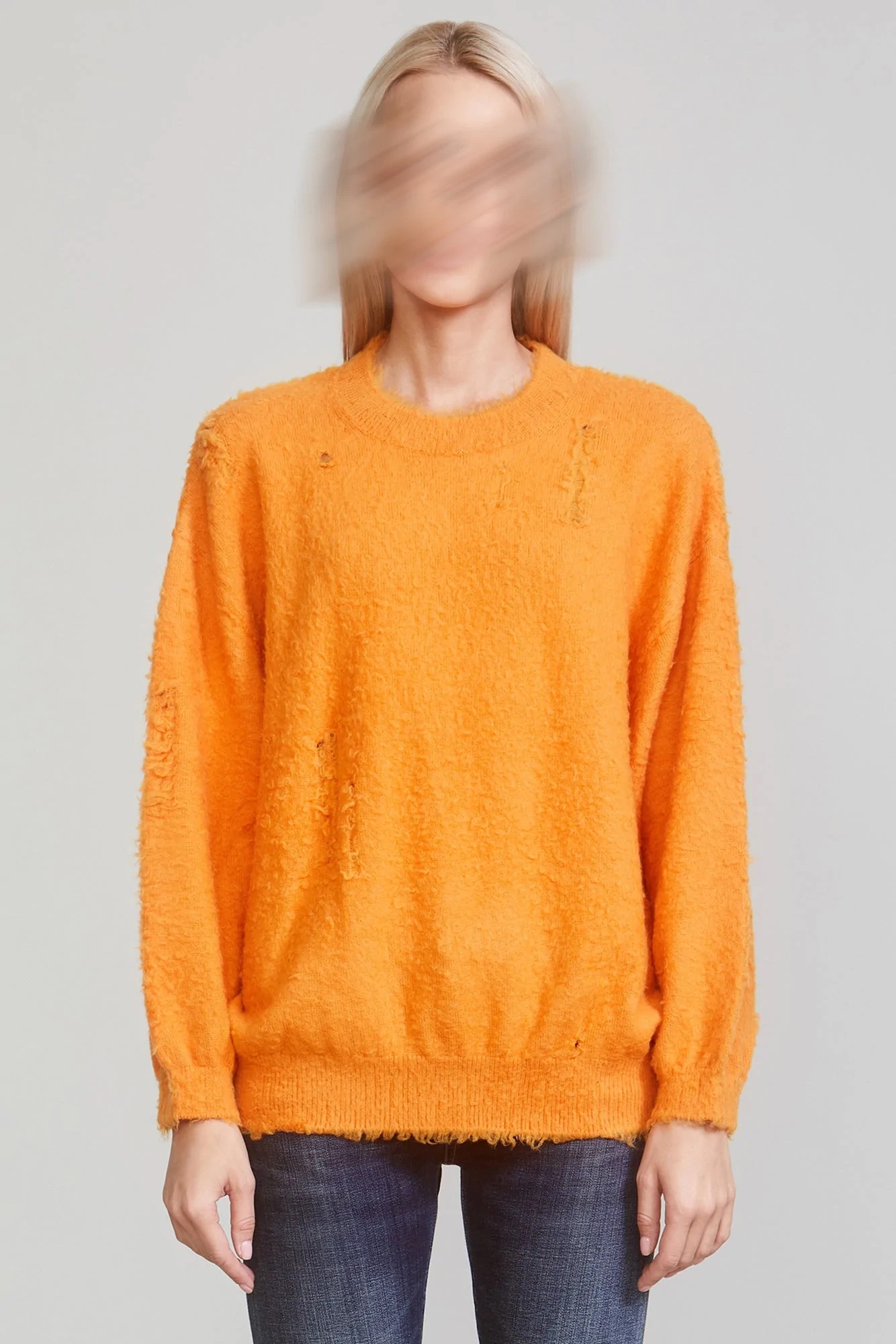 R13 Shaggy Oversized Knit Sweater in Orange