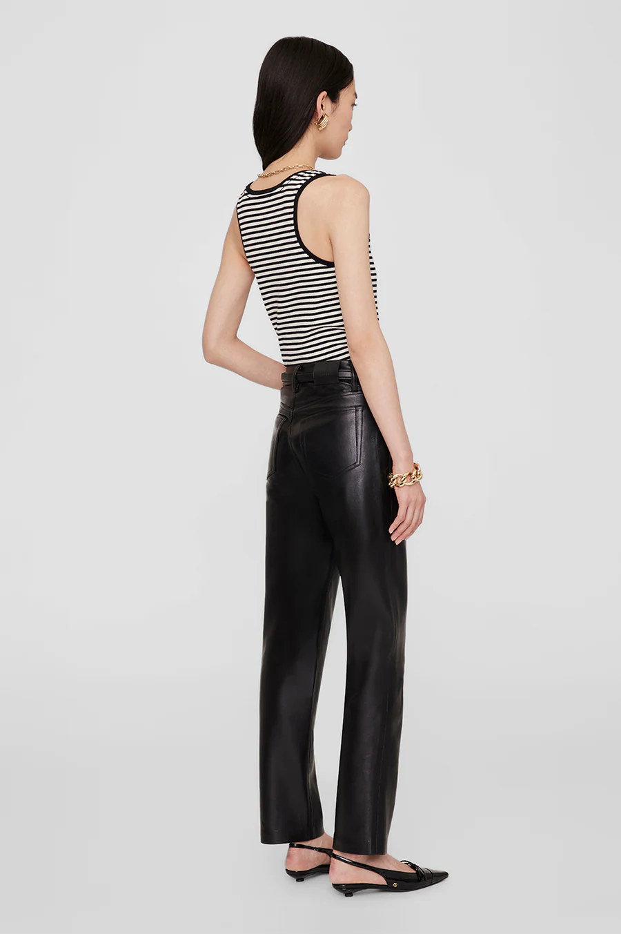 ANINE BING Alessia Tank in Cream & Black Stripe