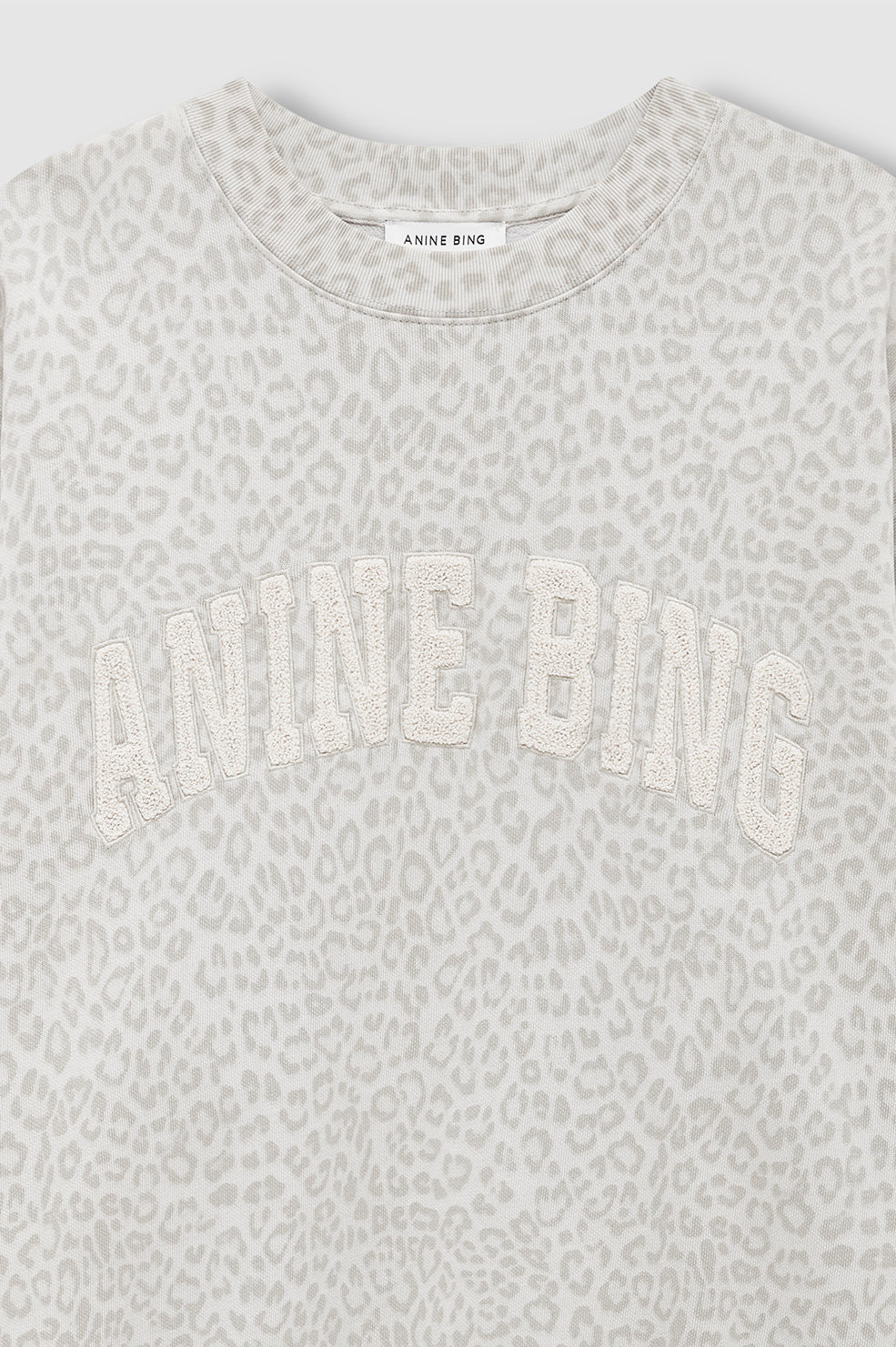 ANINE BING Miles Sweatshirt in Washed White Leopard