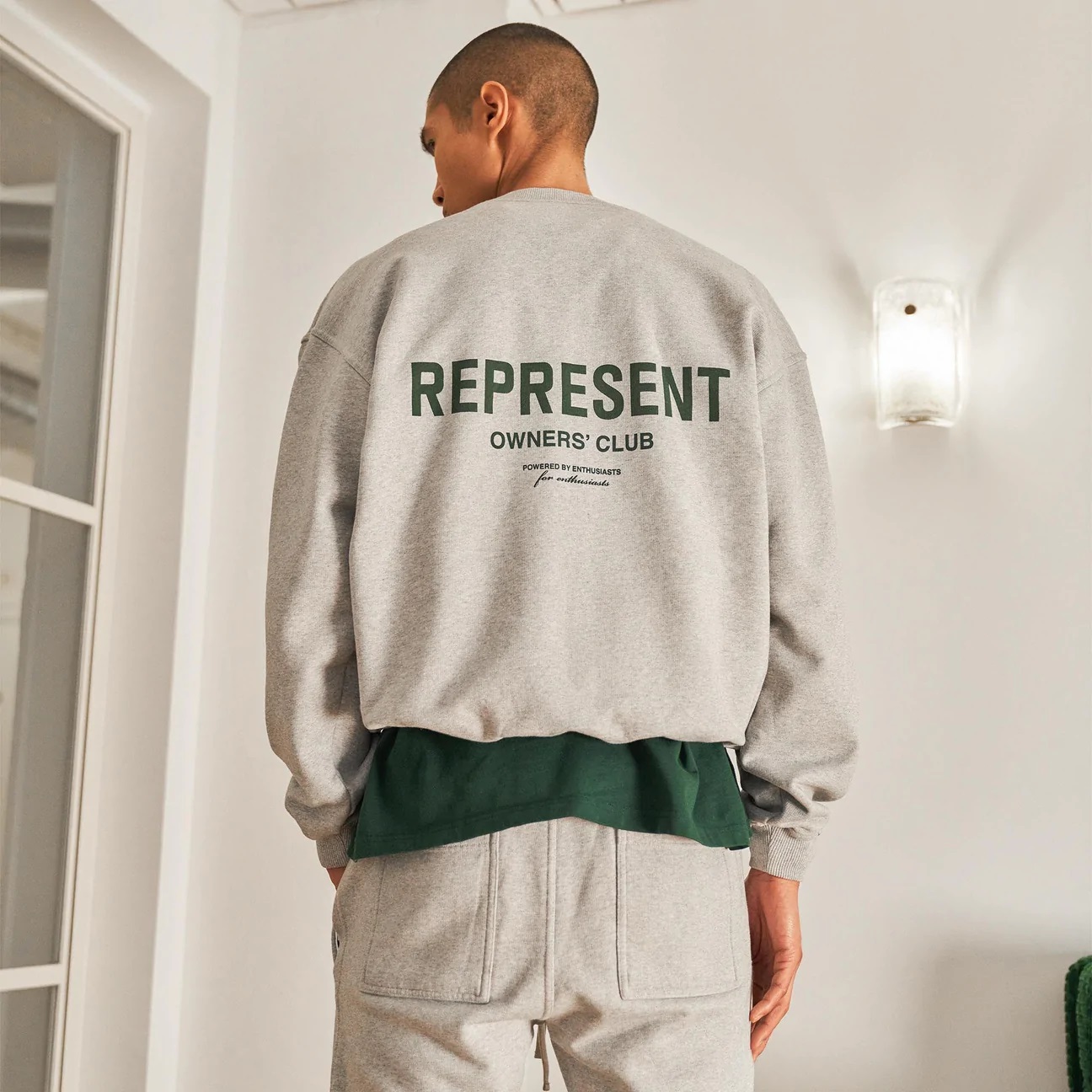 Represent Owners Club Sweater in Light Grey Melange L