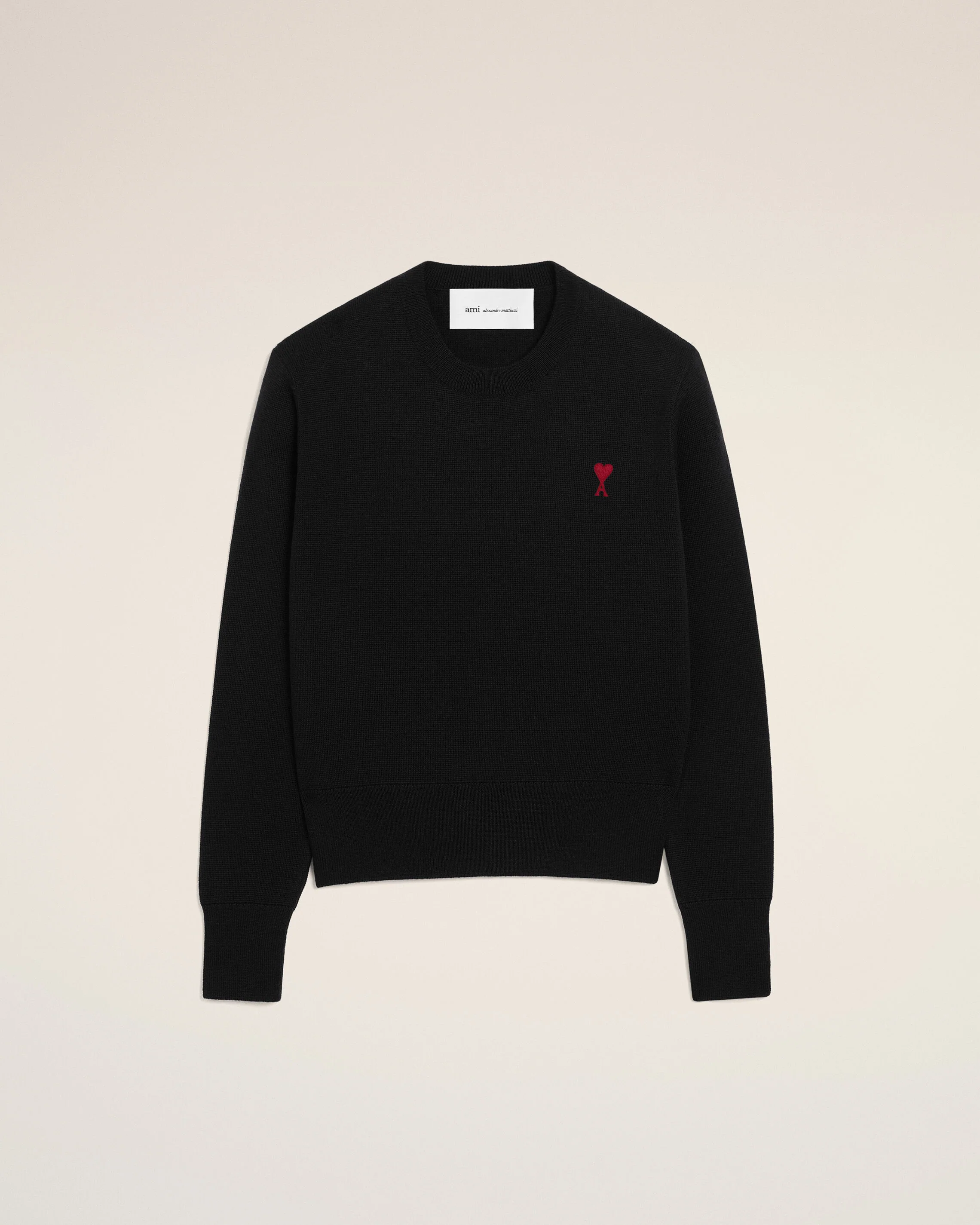 AMI PARIS de Coeur Knit Pullover in Black/Red