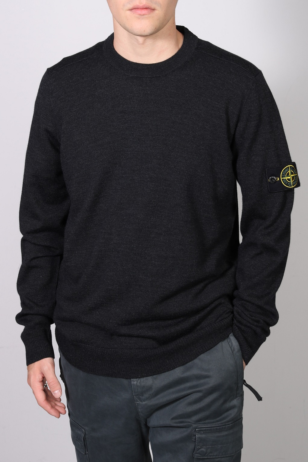 STONE ISLAND Knit Sweater in Dark Grey Melange