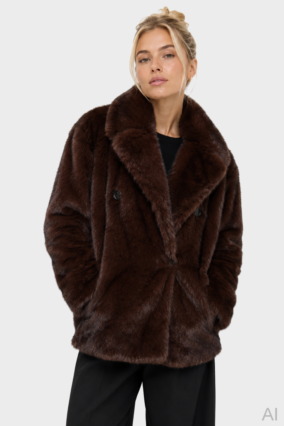 THE LATEST Fake Fur Jacket in Brown