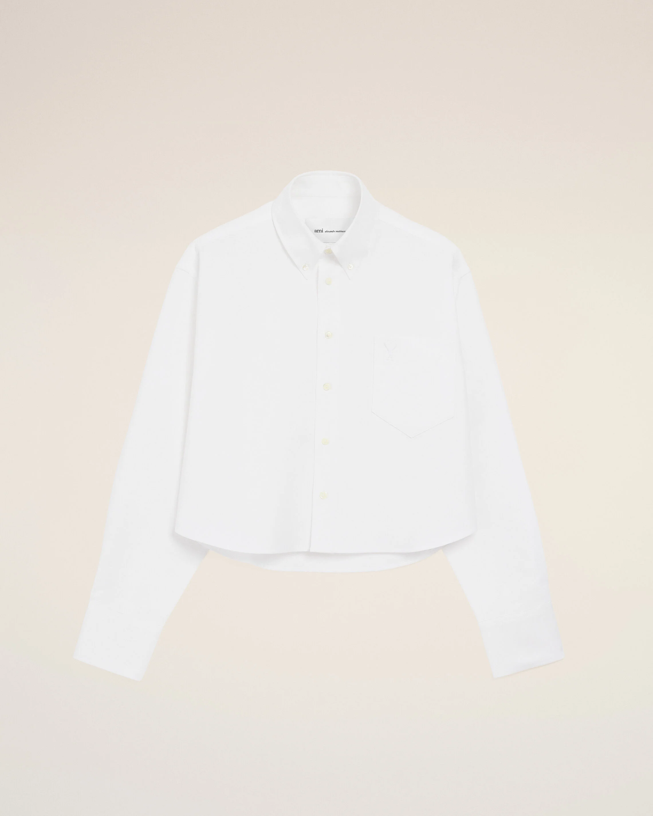 AMI PARIS de Coeur Cropped Oversize Shirt in Natural White