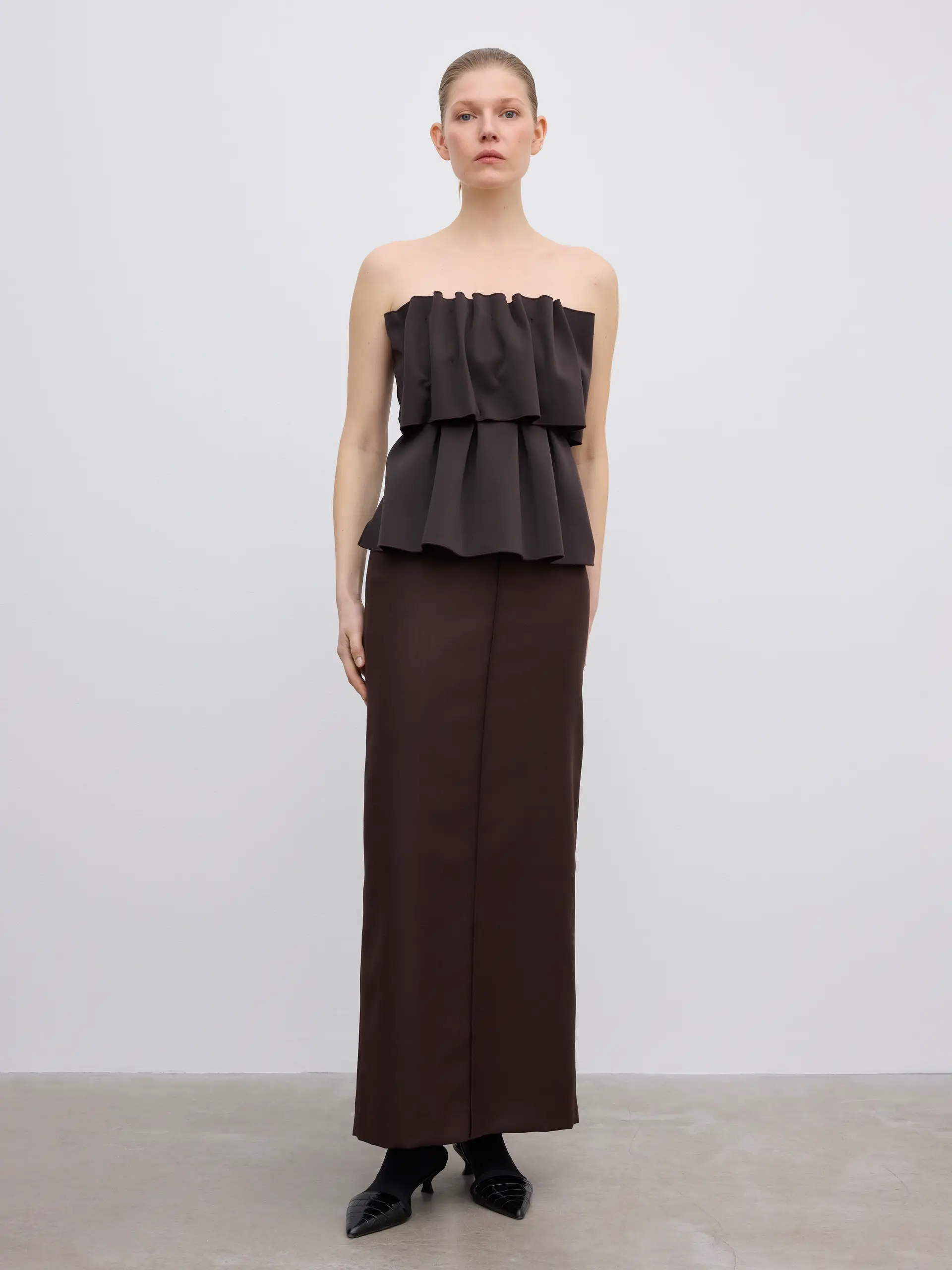 DAGMAR Sculpted Tube Top in Chocolate Brown